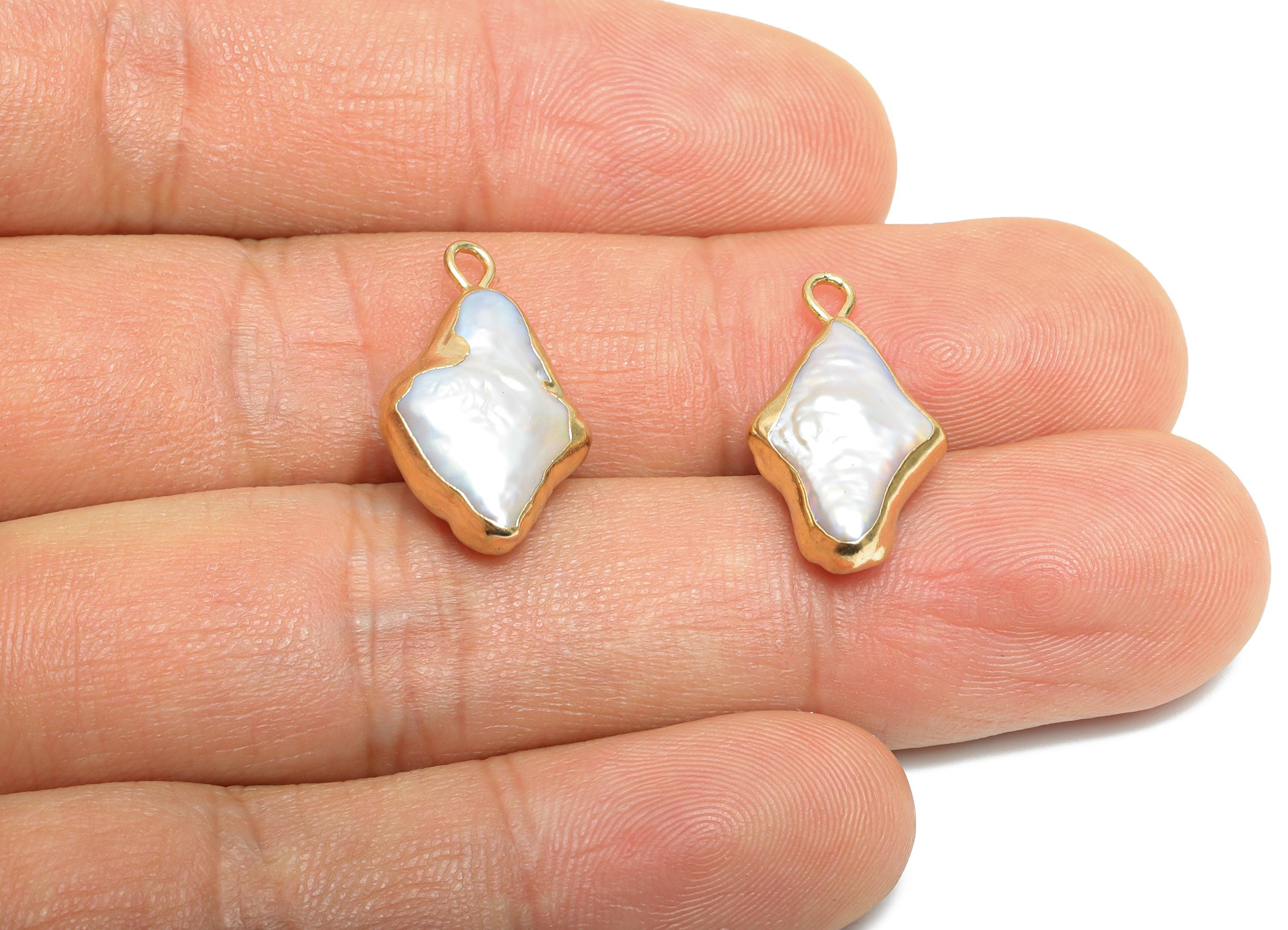 Star Baroque Pearl Charms - Natural Freshwater Pearl Pendant - Irregular Pearl Handmade Jewelry -KC Gold Plated - 21.6x11.77x6.8mm - RGP9571 - DOMEDBAZAAR