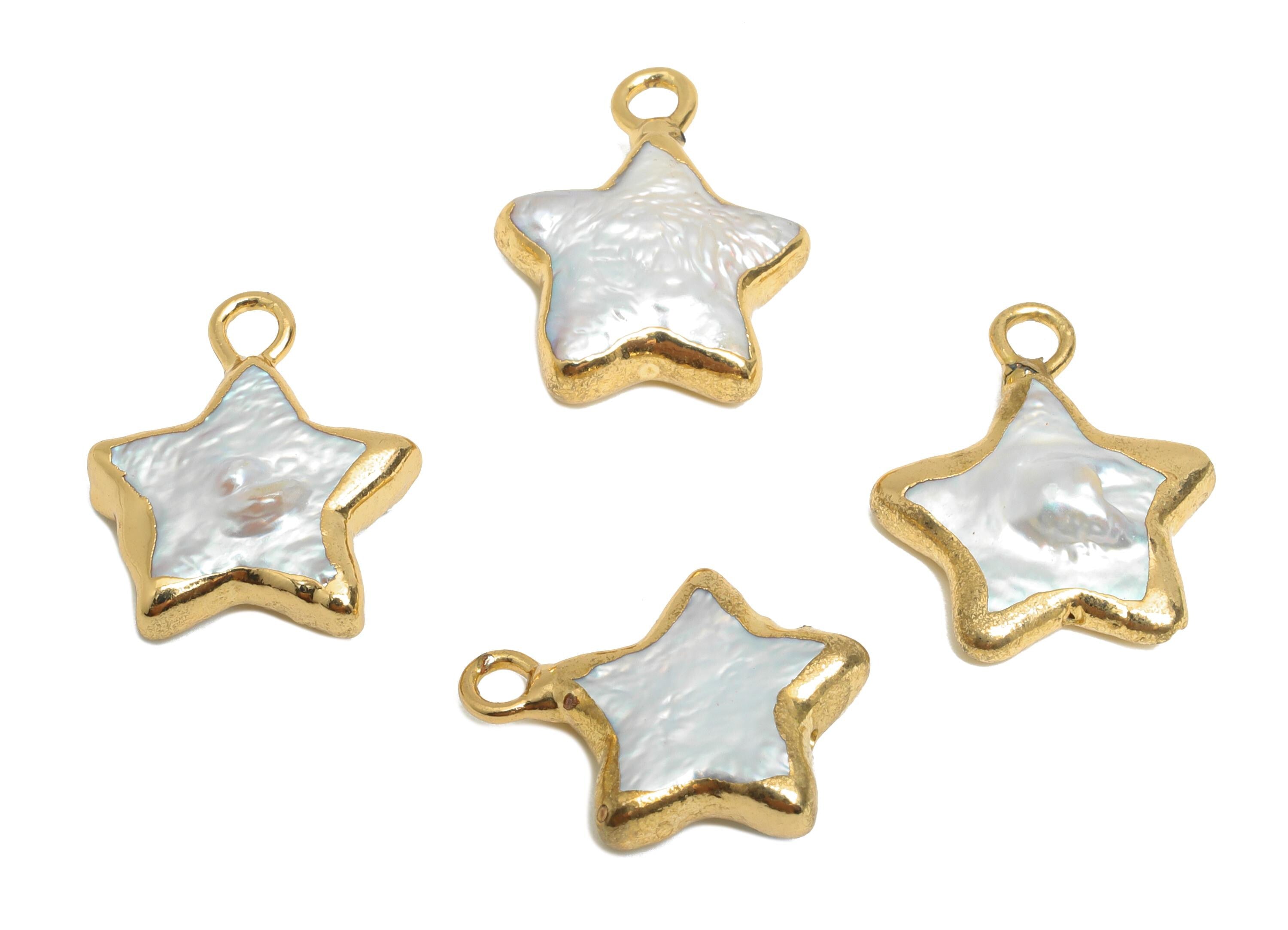 Star Baroque Pearl Charms - Natural Freshwater Pearl Pendant - Irregular Pearl Handmade Jewelry - KC Gold Plated - 14.5x12.6x4mm - RGP9574 - DOMEDBAZAAR
