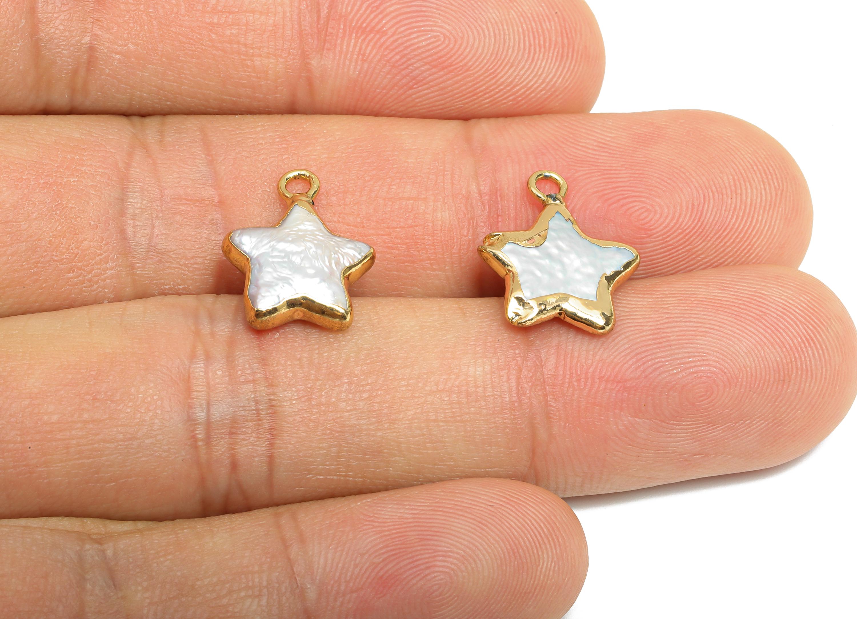 Star Baroque Pearl Charms - Natural Freshwater Pearl Pendant - Irregular Pearl Handmade Jewelry - KC Gold Plated - 14.5x12.6x4mm - RGP9574 - DOMEDBAZAAR
