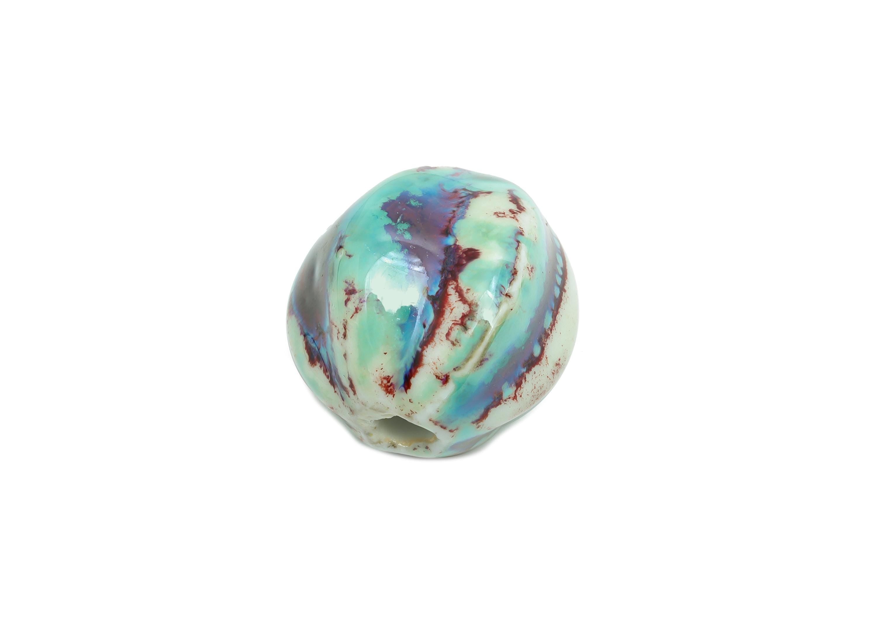 Handmade Ceramic Bead - Craft Beads for Necklace or Bracelet - Rustic Artisan - Textured Ceramic Jewelry Making Supplies - 26x24x25mm-NS2806 - DOMEDBAZAAR