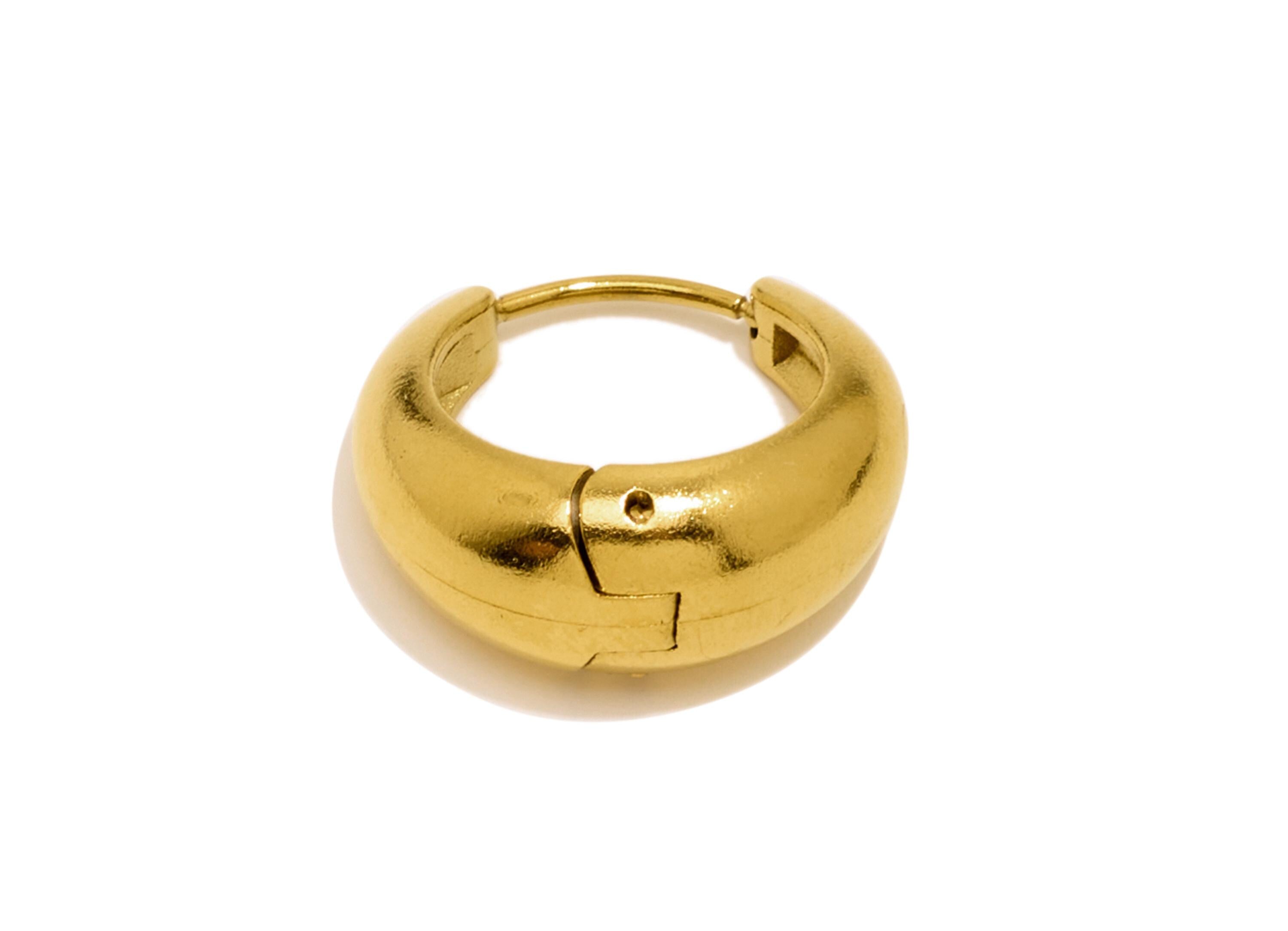 Stainless Steel Round Hoop Earring - Circle Thick Huggie Hoop Earring - Classic Steel Jewelry - 18K Gold Plated - 15.09x16.02x7.7mm -SS1536G