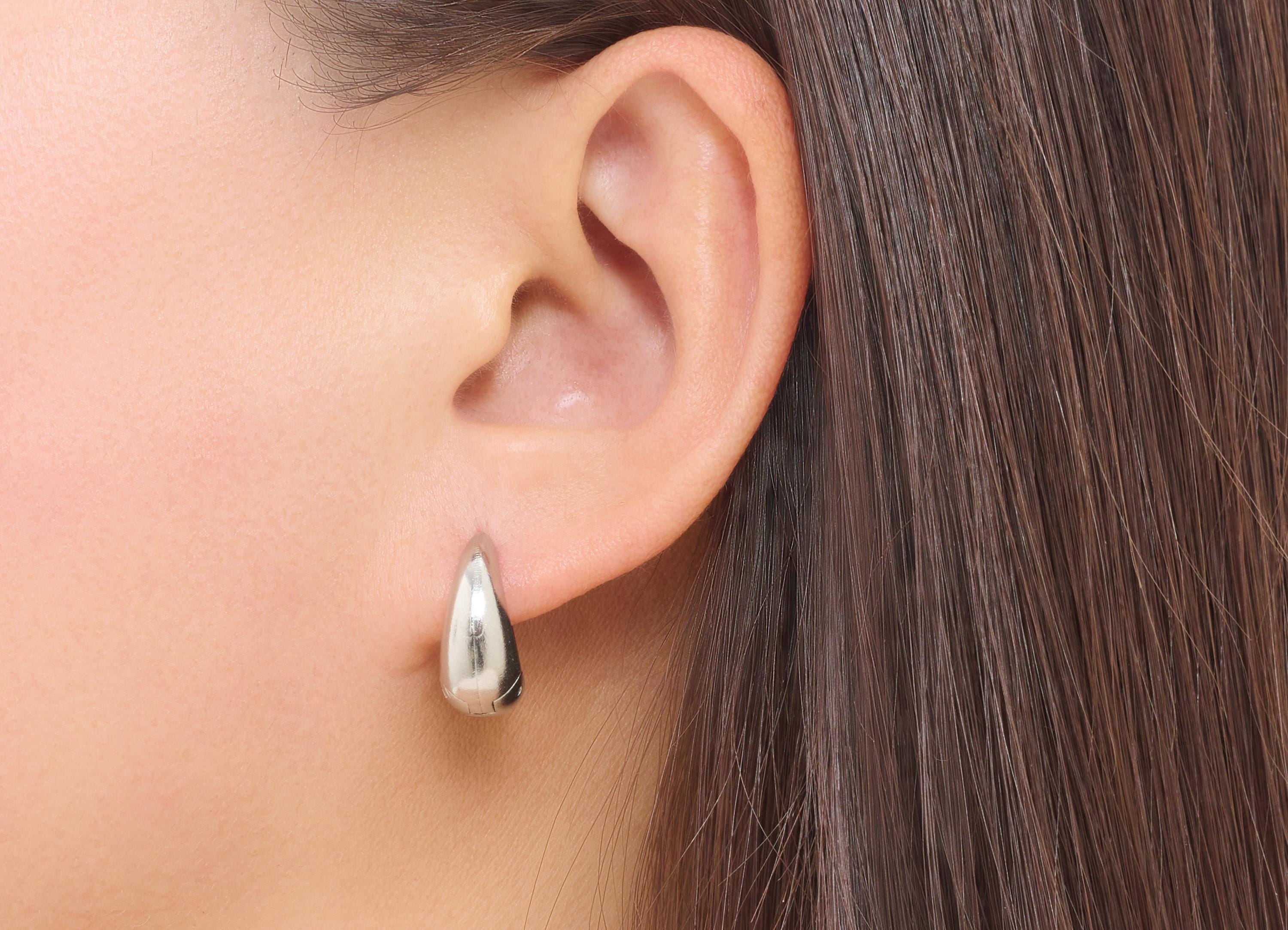 Stainless Steel Round Hoop Earring - Circle Thick Huggie Hoop Earring - Classic Steel Jewelry - Steel Findings - 15.09x16.02x7.7mm -SS1536 - DOMEDBAZAAR