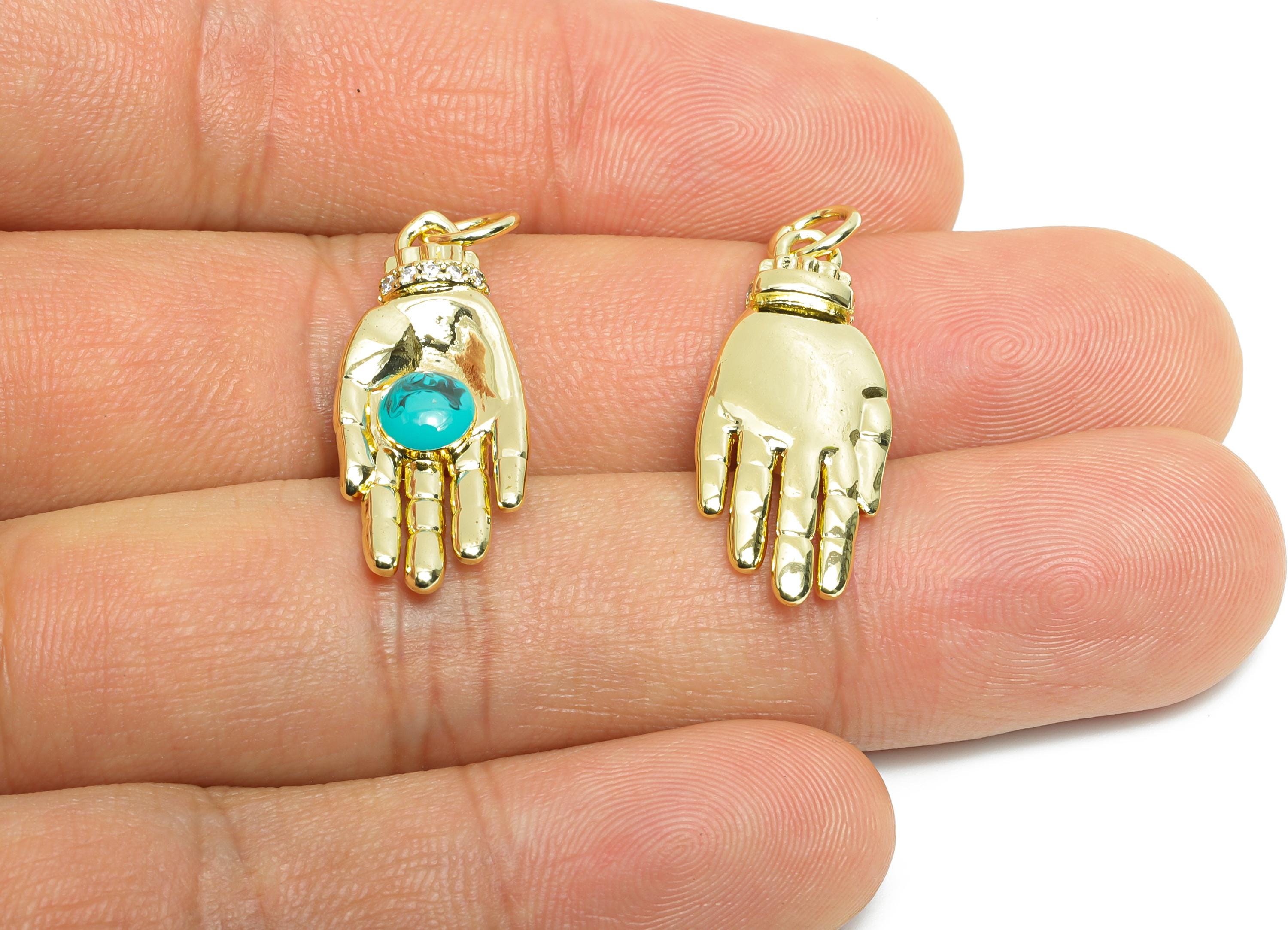 Hand Enamel Pendant - Brass Vintage Zircon Enamel Jewelry - Gold Modern Pendant - 18K Real Gold Plating -26x11x4mm - RGP9722 - DOMEDBAZAAR
