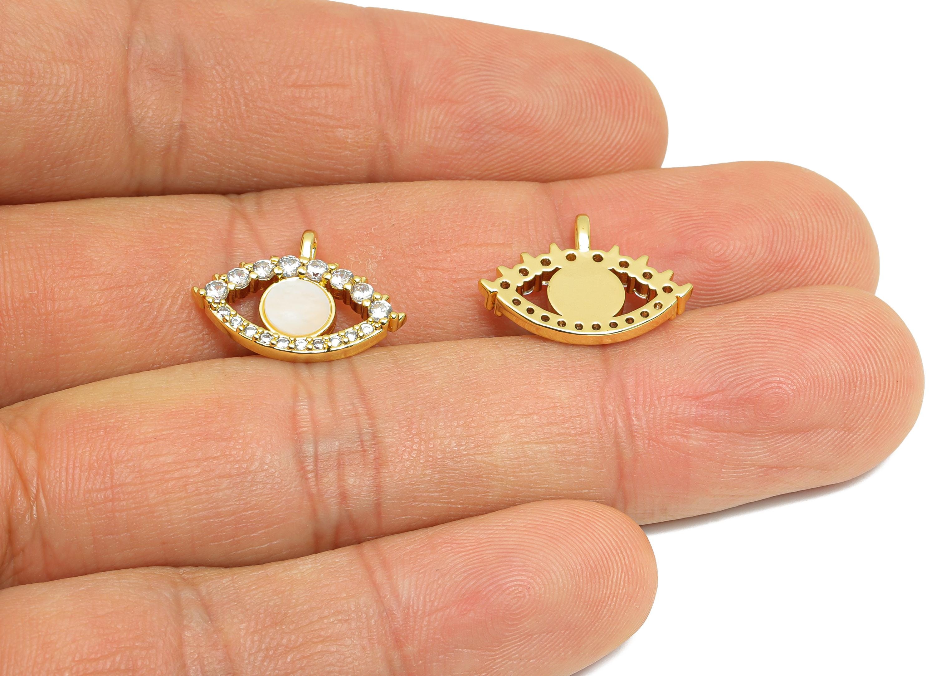 Brass Shell Eye Pendant - Brass Luxurious Jewelry - Gold Cubic Zircon Shell Pendant - 18K Real  Gold Plated - 13.43x7.77x3mm - RGP9633 - DOMEDBAZAAR
