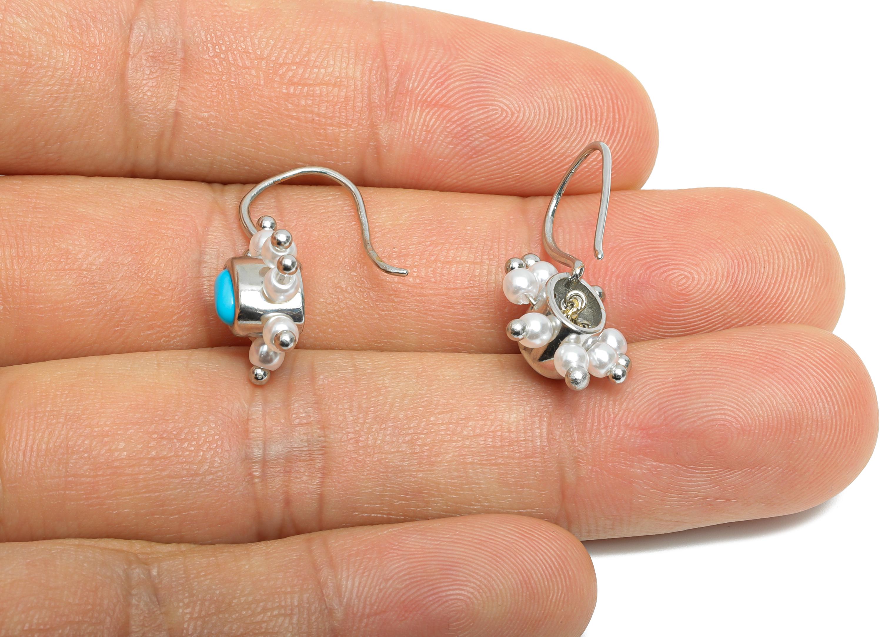 Brass Pearl Earring Hook - Brass Nature Stone Earring Wire - Silver Pearl Stone Earring Hook - Silver Tone Plating - 24x12.7x7mm - RGP9554 - DOMEDBAZAAR