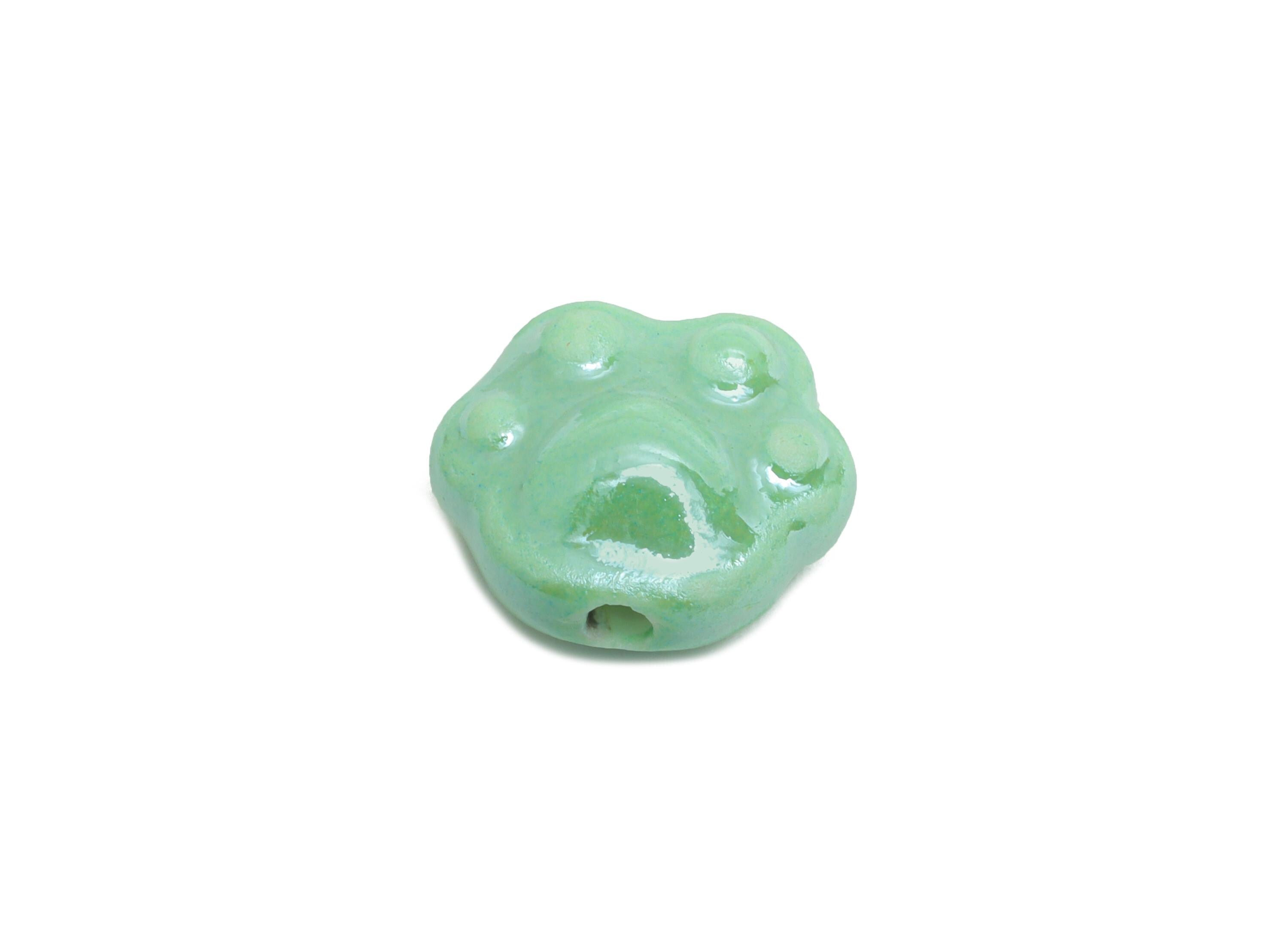 Glazed Ceramic Paw Beads - Craft Beads for Necklace or Bracelet - Cute Pet Paw Beads - Handmade  Making Supplies - 13x14x8.72mm - NS2840 - DOMEDBAZAAR