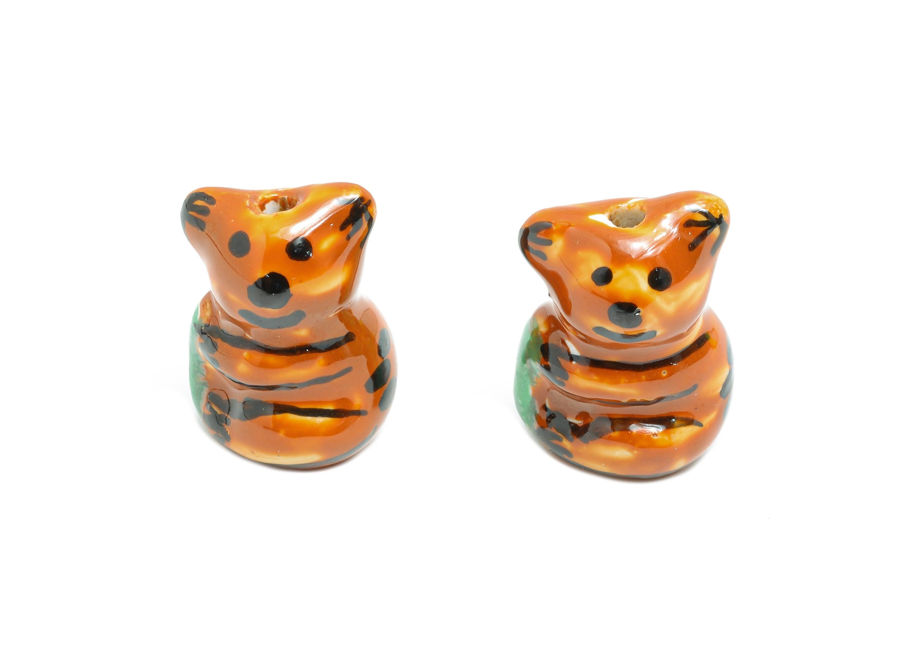 Glazed Ceramic Bee Beads - Craft Beads for Necklace or Bracelet - Animal Figure Beads - Handmade  Making Supplies - 21x15x13.94mm - NS2826 - DOMEDBAZAAR