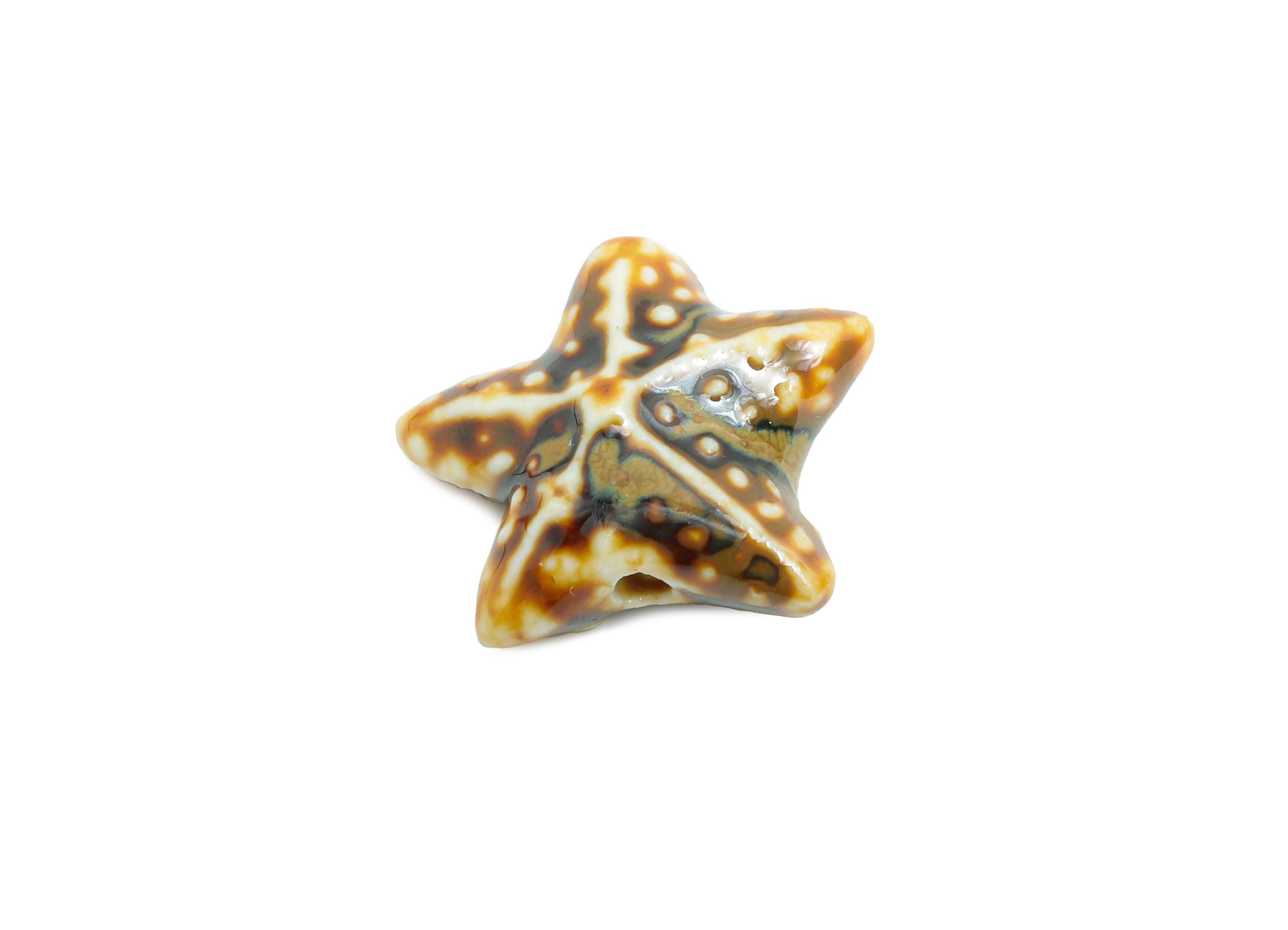 Glazed Ceramic Starfish Beads - Colorful Textured Star Beads - Handmade Bracelet Beads - Jewelry Component DIY - 21.67x22.02x9.4mm - NS2857C - DOMEDBAZAAR
