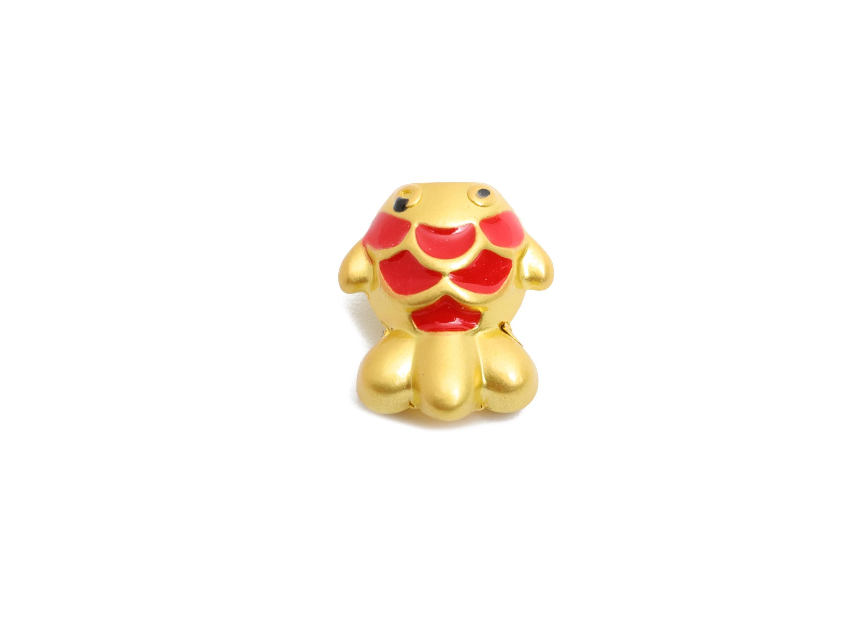 Alloy Fish Koi Bead - Enamel Fish Bead for Bracelets - Marine Decorative Fish Bead for Necklaces - 18K Matt Gold - 12.75x10x6mm - ZZ2135 - DOMEDBAZAAR