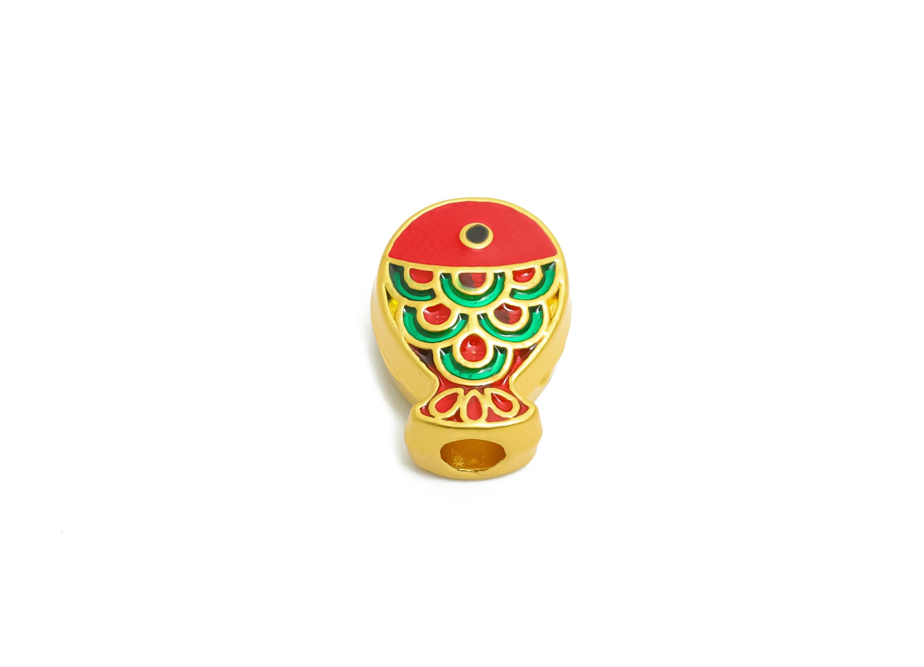 Alloy Fish Koi Bead - Enamel Fish Bead for Bracelets - Marine Decorative Fish Bead - Eastern Charm - 18K Matte Gold - 11.91x8x5mm - ZZ2143