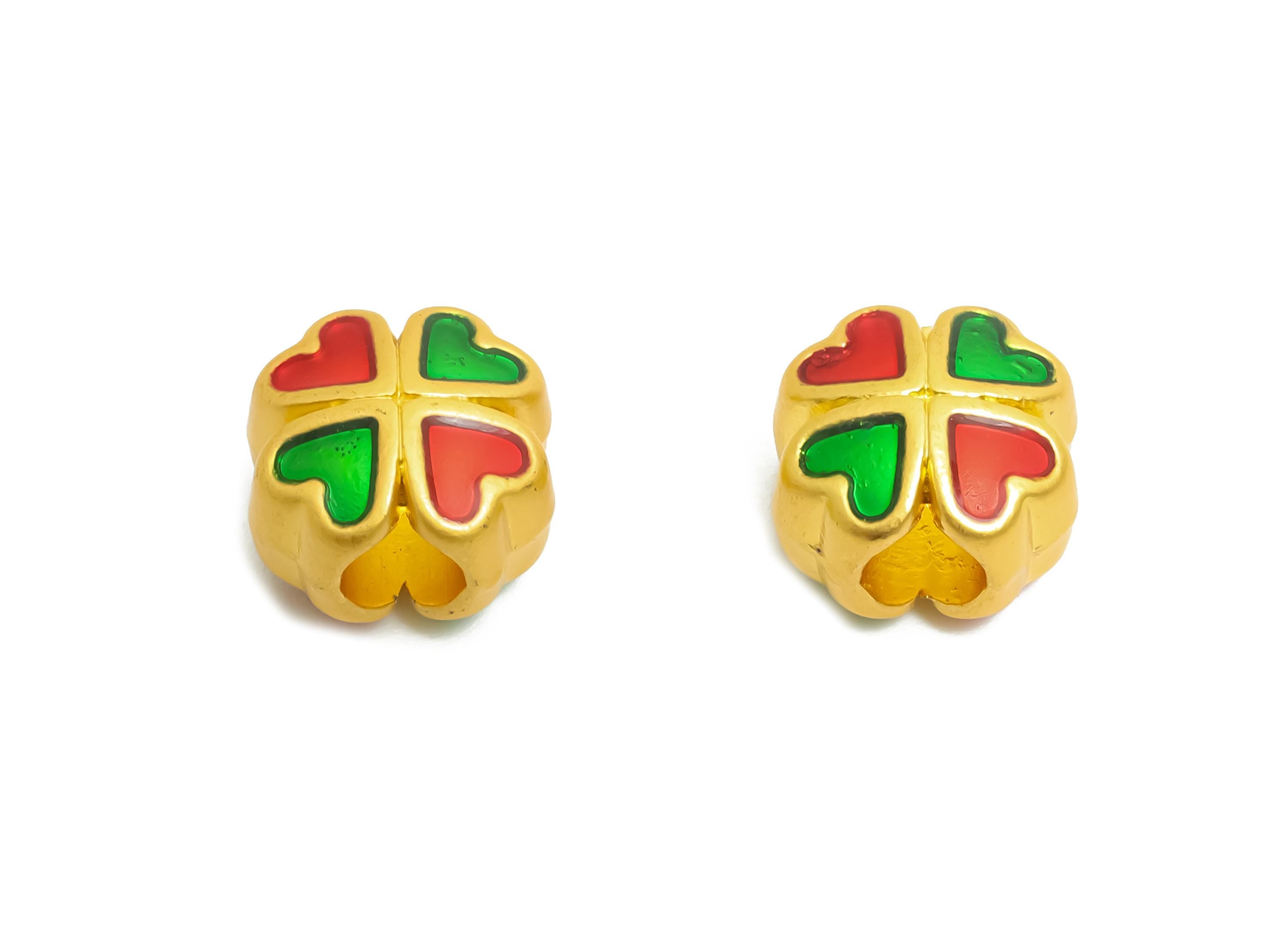 Alloy Heart Bead - Green and Red Enamel for Bracelets - Dainty Jewelry Bead - Handcrafted Butterfly Bead - 18K Matt Gold - 9x9x7mm - ZZ2152 - DOMEDBAZAAR