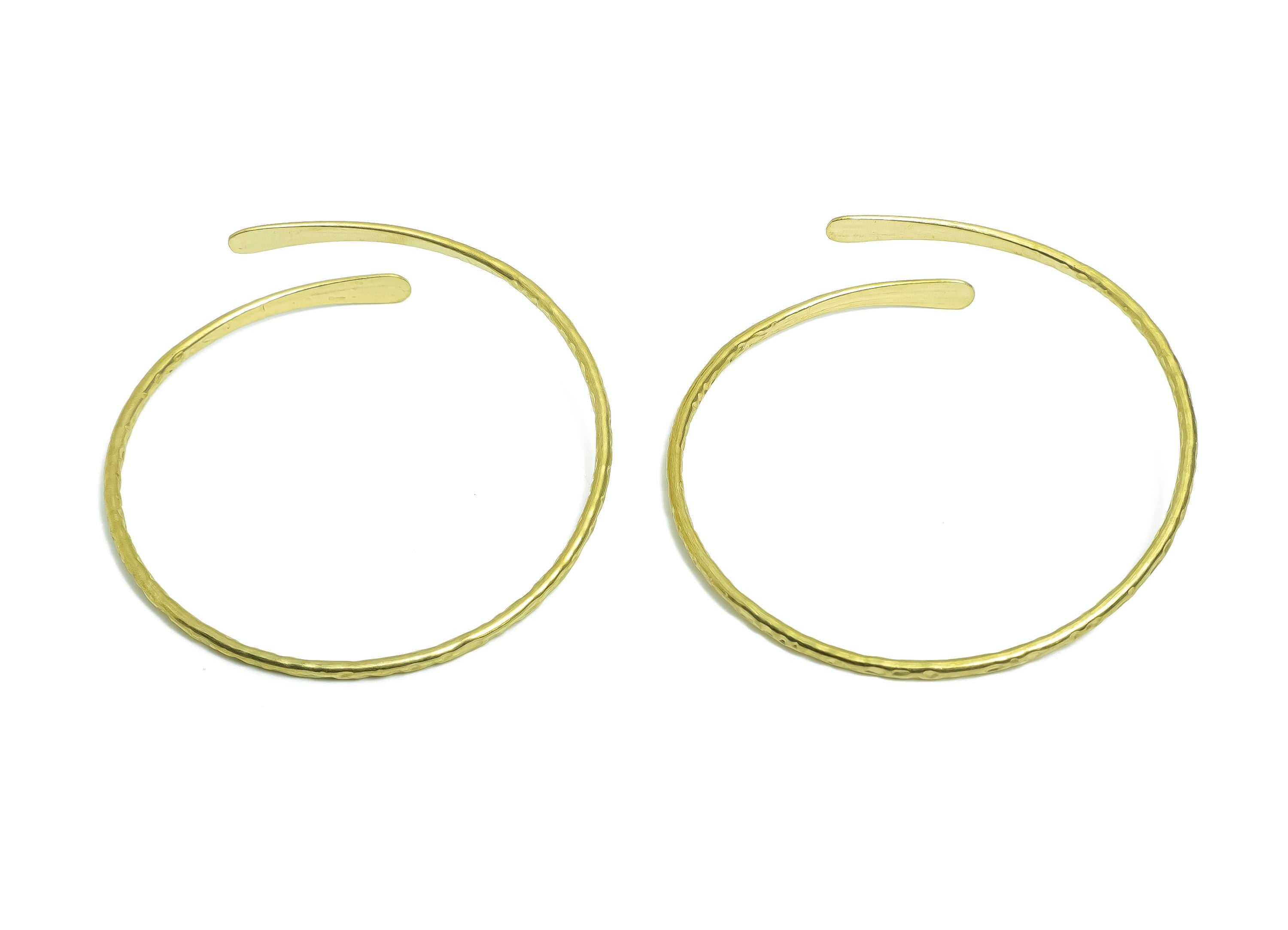 2.6mm Brass Hammered Bracelet - Raw Brass Adjustable Chic Bracelet - Textured Open Wire Bangle - Handmade Jewelry - 66.56x68x2.6mm - PP11135 - DOMEDBAZAAR