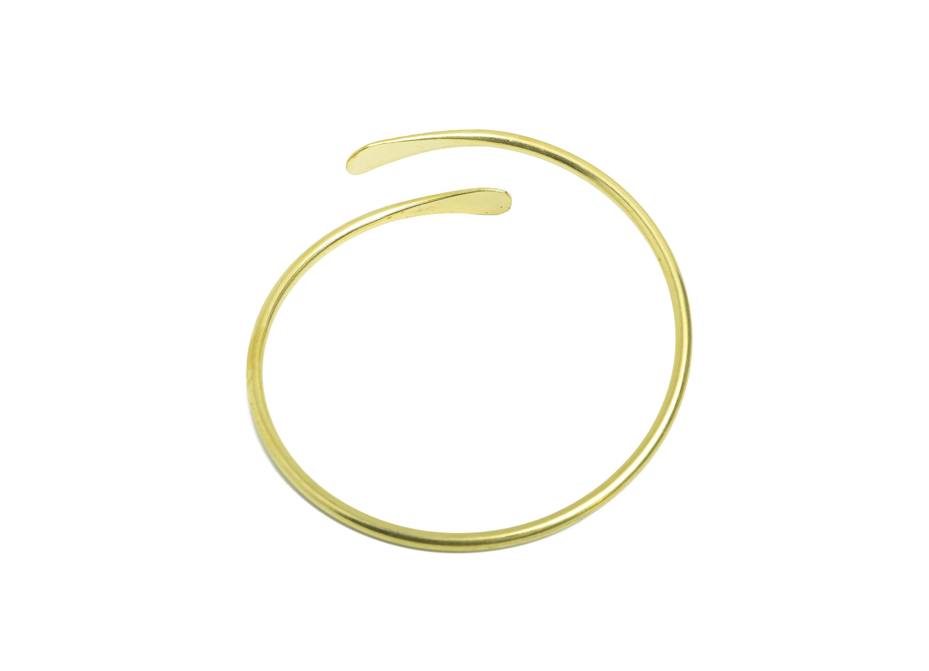 2.8mm Brass Hammered Bracelet - Raw Brass Adjustable Chic Bracelet - Dainty Open Wire Bangle - Handmade Jewelry - 69.68x69.85x2.8mm -PP11137 - DOMEDBAZAAR