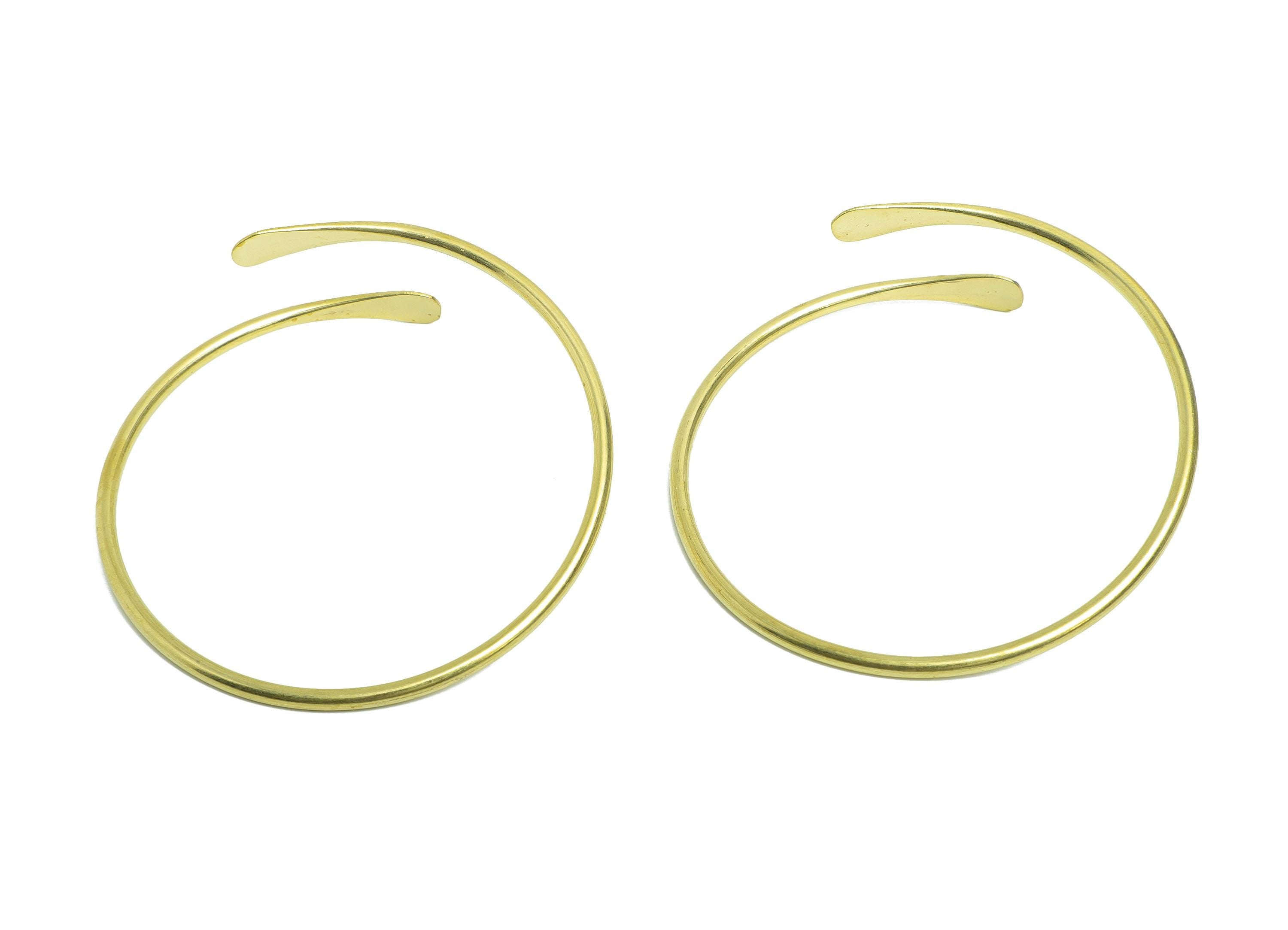 2.8mm Brass Hammered Bracelet - Raw Brass Adjustable Chic Bracelet - Dainty Open Wire Bangle - Handmade Jewelry - 69.68x69.85x2.8mm -PP11137 - DOMEDBAZAAR