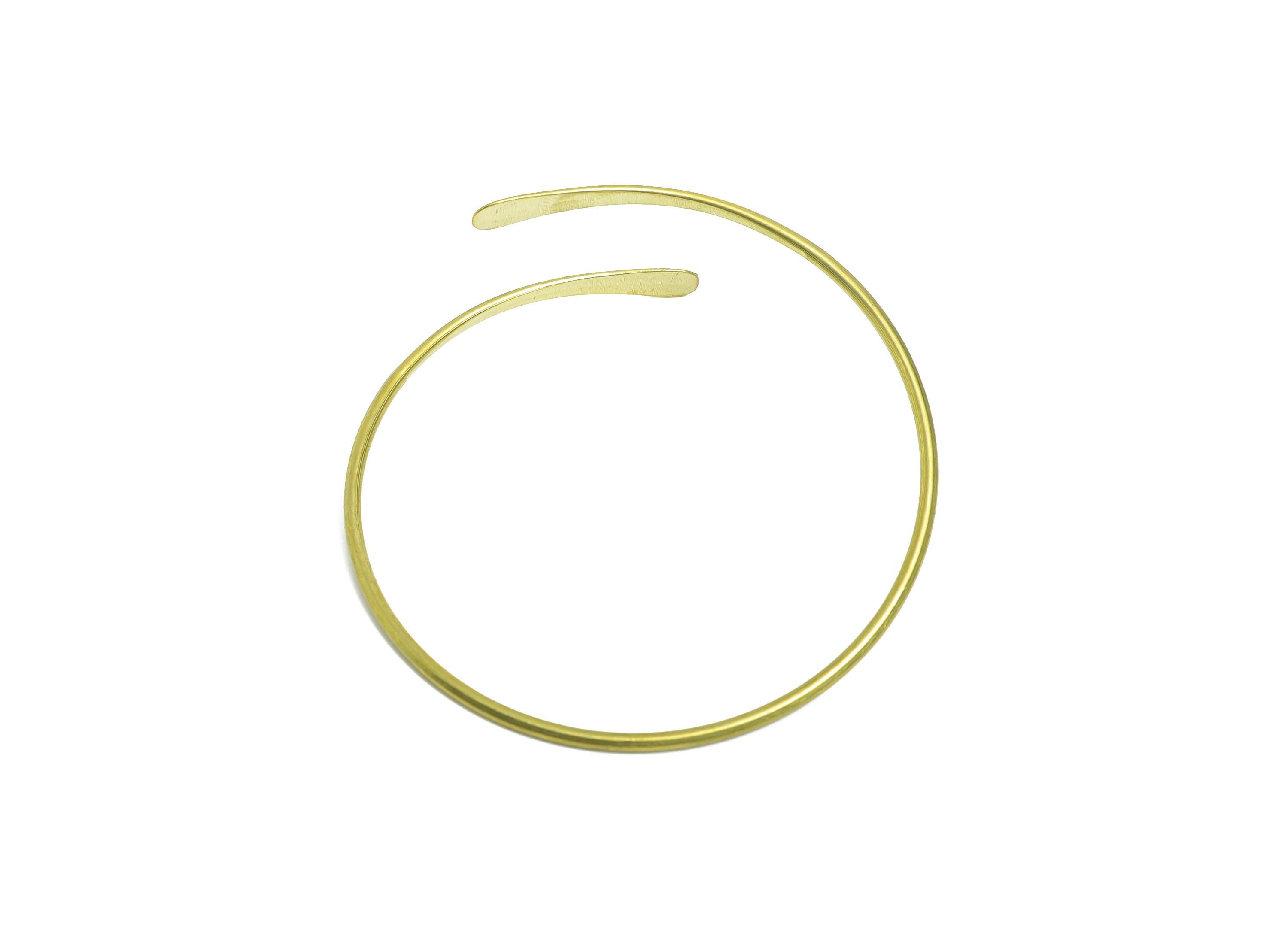 2mm Brass Hammered Bracelet - Raw Brass Adjustable Chic Bracelet - Stylish Open Wire Bangle - Handmade Jewelry - 68.43x68.41x2mm - PP11130 - DOMEDBAZAAR