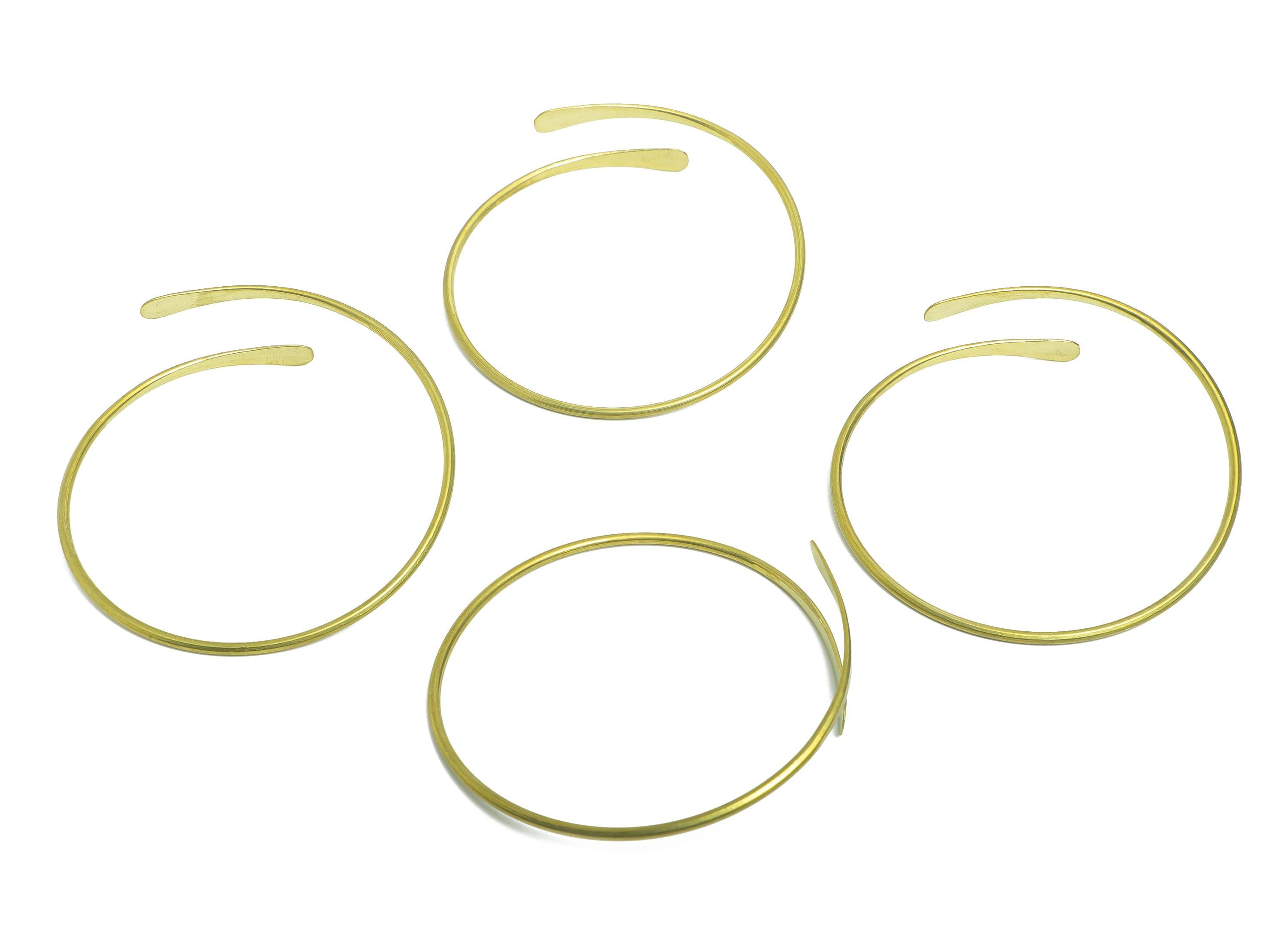 2mm Brass Hammered Bracelet - Raw Brass Adjustable Chic Bracelet - Stylish Open Wire Bangle - Handmade Jewelry - 68.43x68.41x2mm - PP11130 - DOMEDBAZAAR