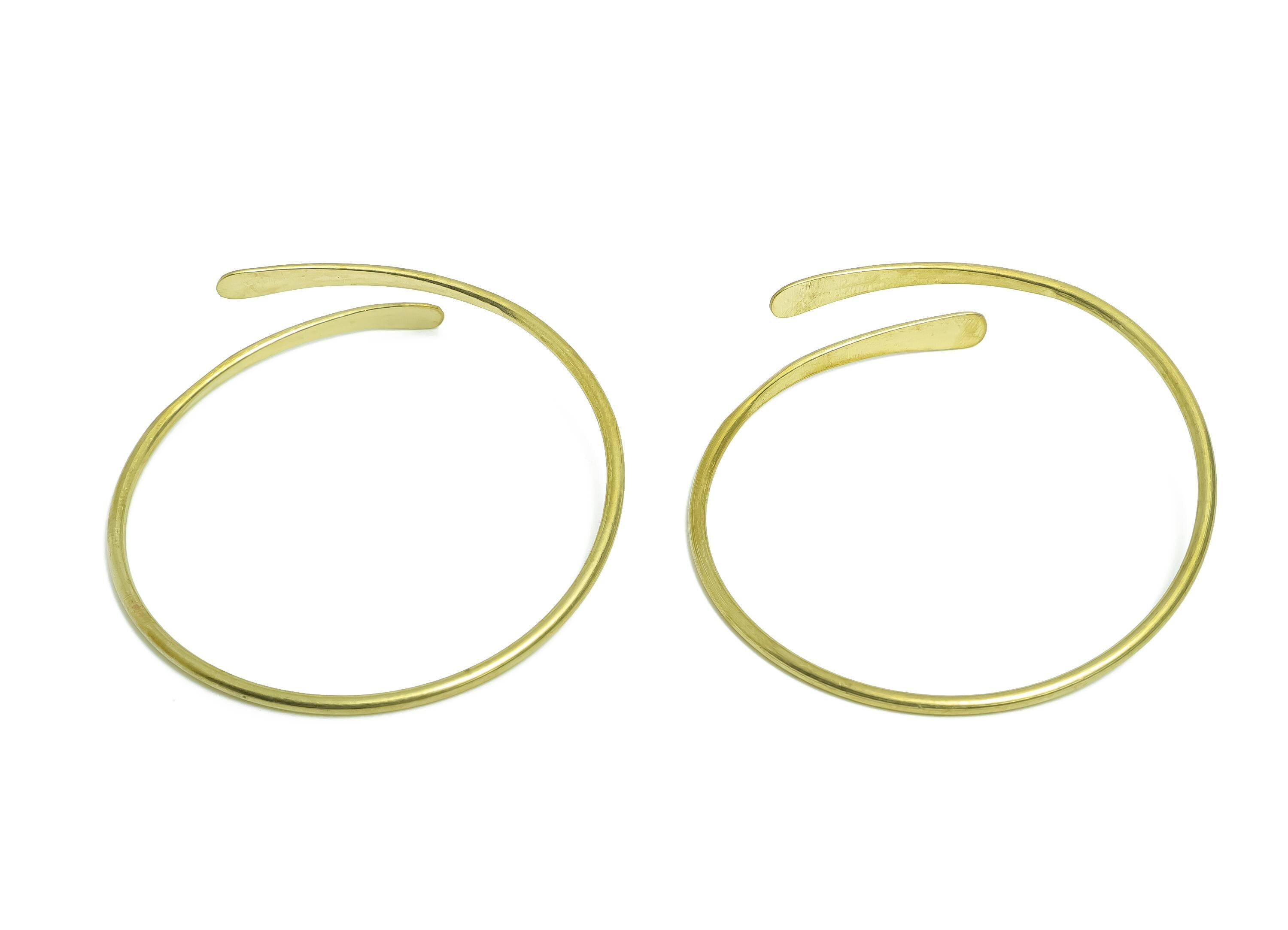 2.5mm Brass Hammered Bracelet - Raw Brass Adjustable Chic Bracelet - Dainty Open Wire Bangle - Handmade Jewelry - 67.62x69.4x2.5mm -PP11134 - DOMEDBAZAAR