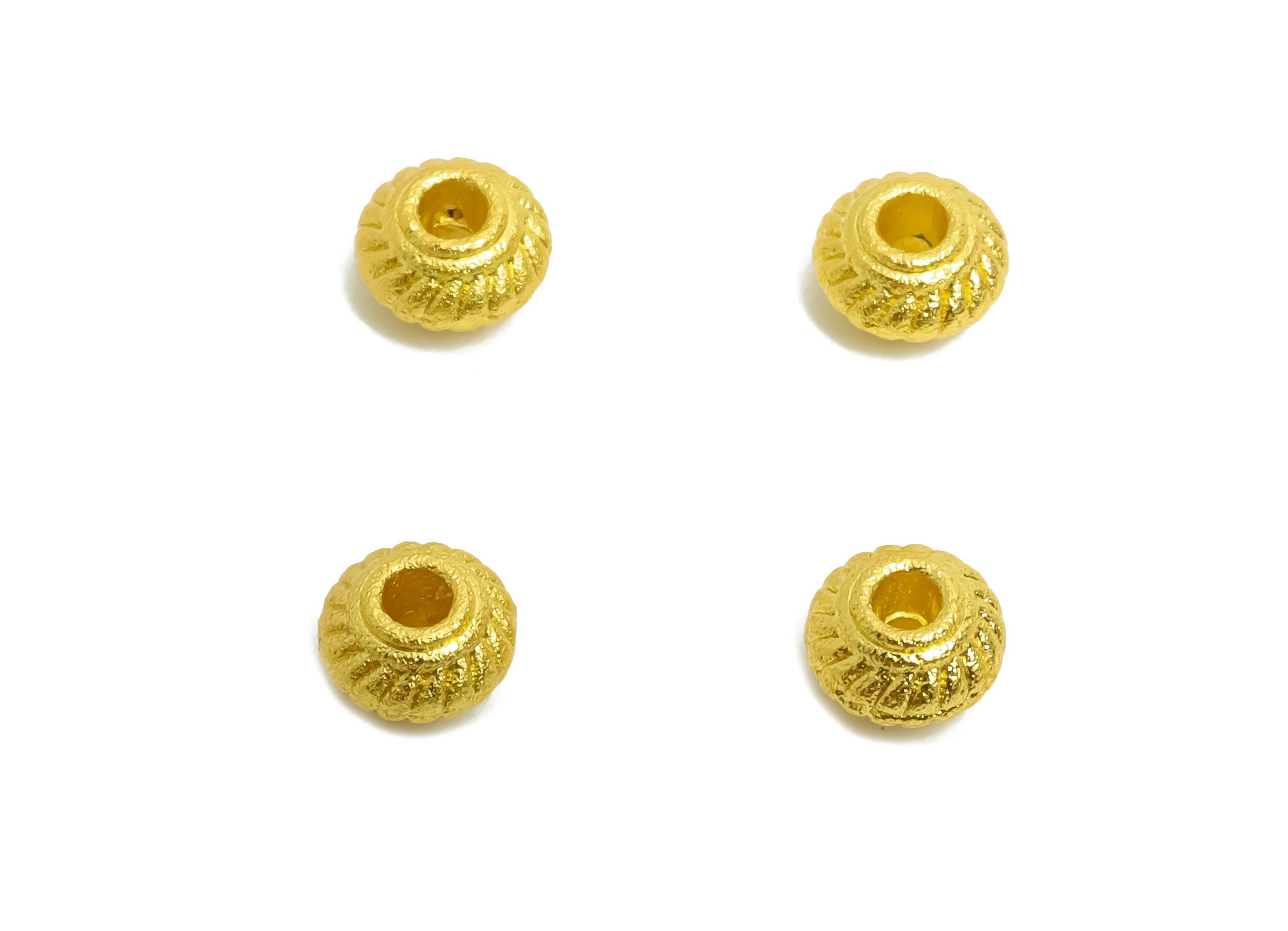 Alloy Tiny Space Bead - Gold Textured Tiny Beads for Bracelets - Handmade Bead - DIY Handcrafted Bead  - 18K Matte Gold - 5x5x3.3mm - ZZ2155 - DOMEDBAZAAR