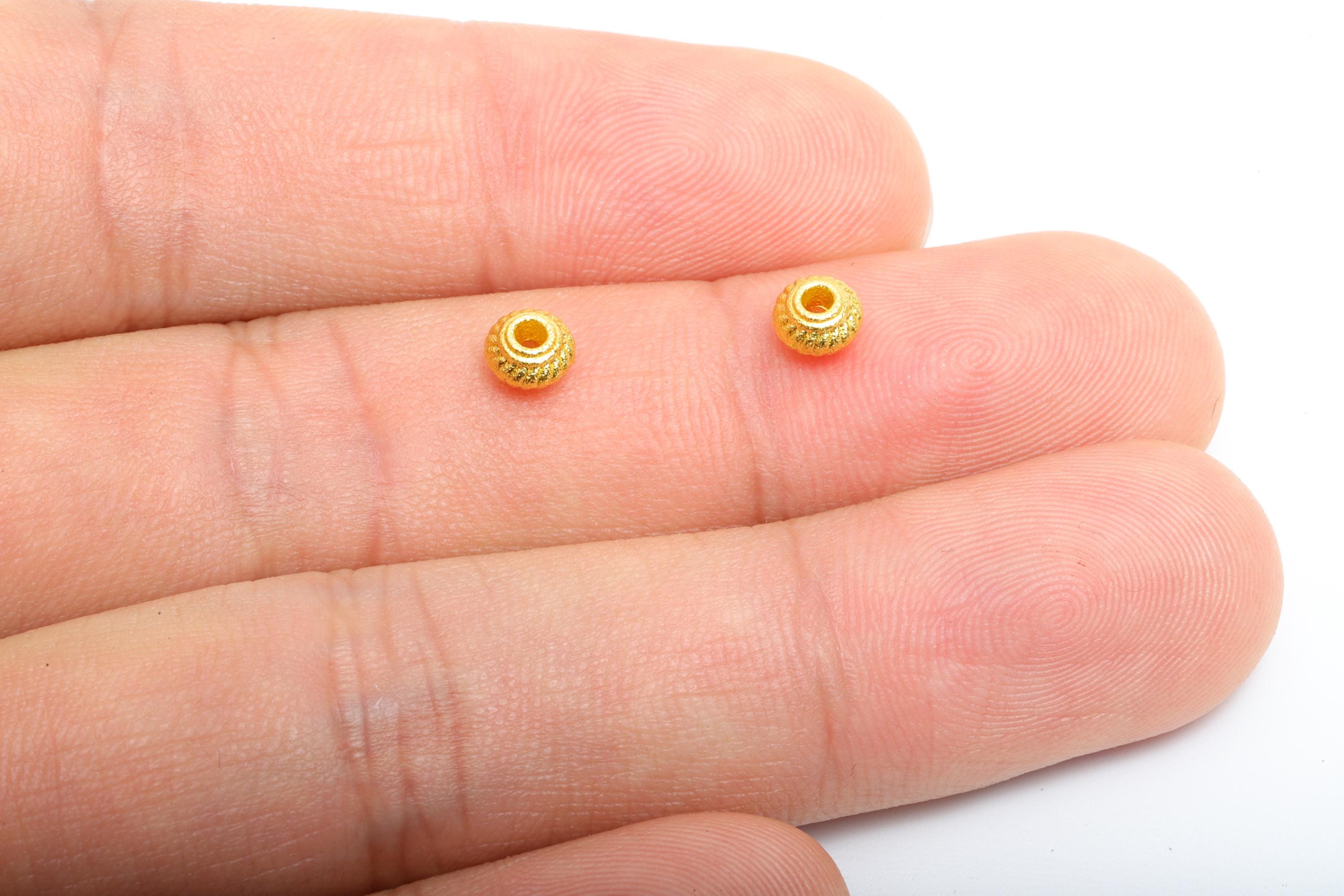 Alloy Tiny Space Bead - Gold Textured Tiny Beads for Bracelets - Handmade Bead - DIY Handcrafted Bead  - 18K Matte Gold - 5x5x3.3mm - ZZ2155 - DOMEDBAZAAR