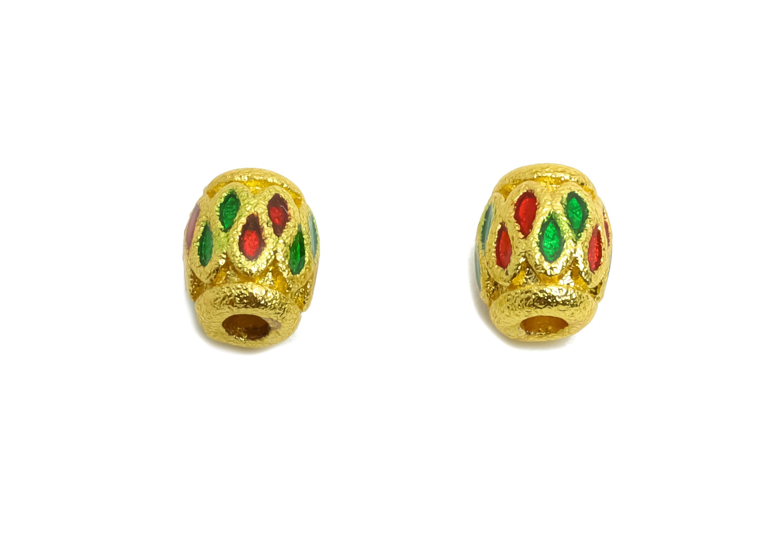 Alloy Enamel Space Bead - Gold Textured Tiny Beads for Bracelets - Handmade Bead - DIY Handcrafted Bead  - 18K Matte Gold - 6x5x4mm - ZZ2148 - DOMEDBAZAAR