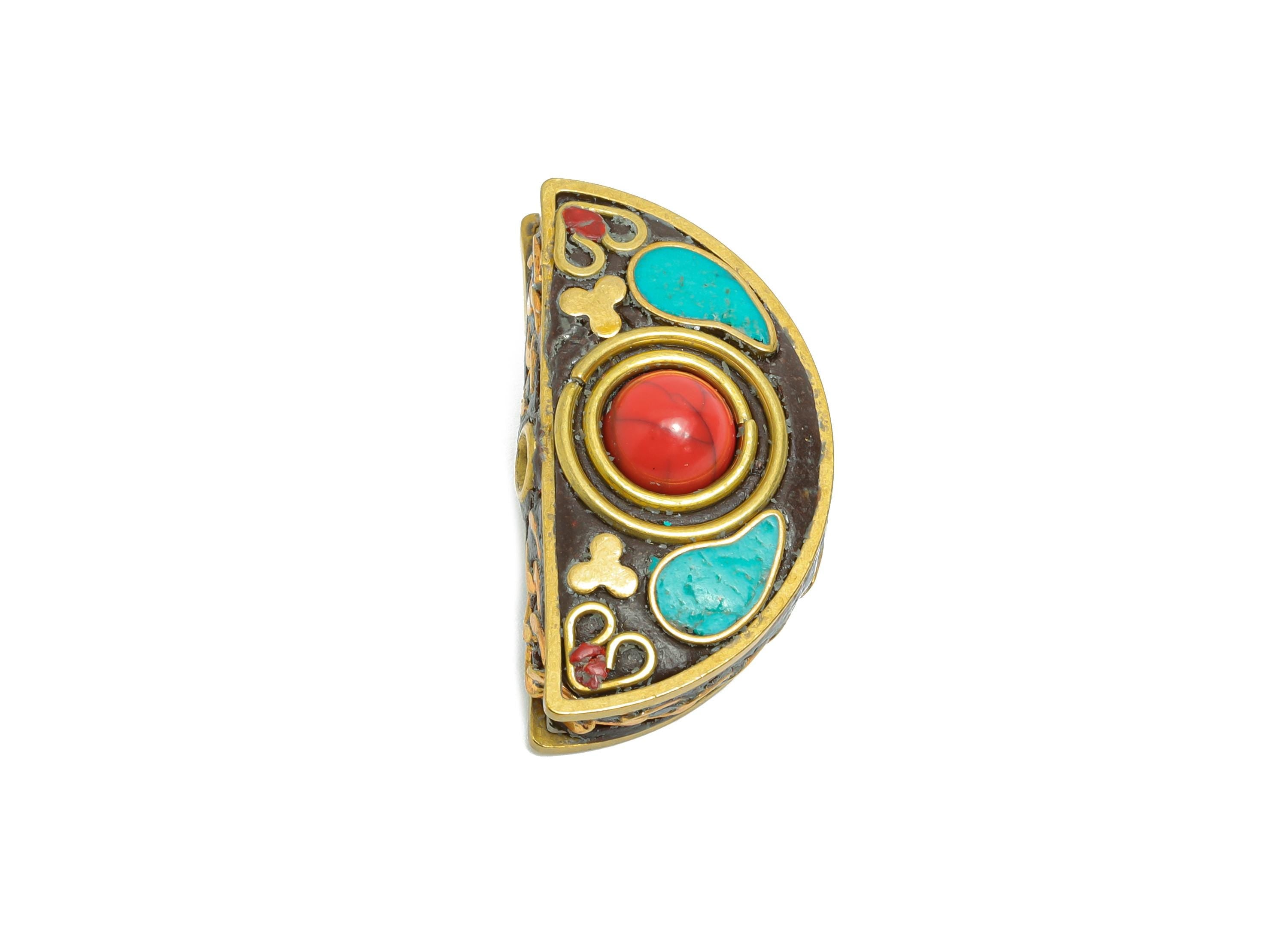 Half Moon Brass Bead - Brass Vintage Bohemian Drop Jewelry Artistry - Dainty DIY Handmade Bracelet Bead - DIY Jewelry - 16x30x10mm - RGP9856 - DOMEDBAZAAR