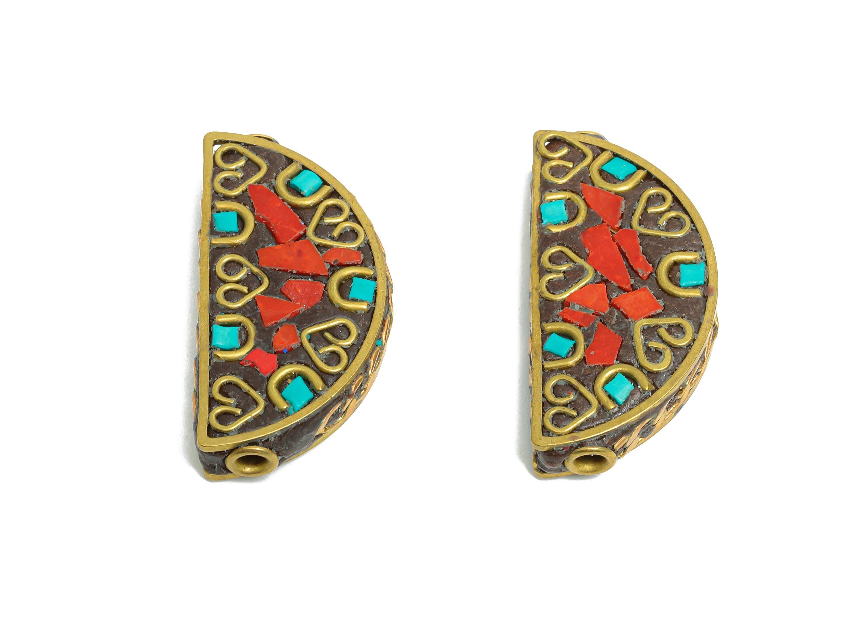 Half Moon Brass Bead - Brass Vintage Bohemian Drop Jewelry Artistry - Dainty DIY Handmade Bracelet Bead - DIY Jewelry - 30x15x10mm - RGP9857 - DOMEDBAZAAR