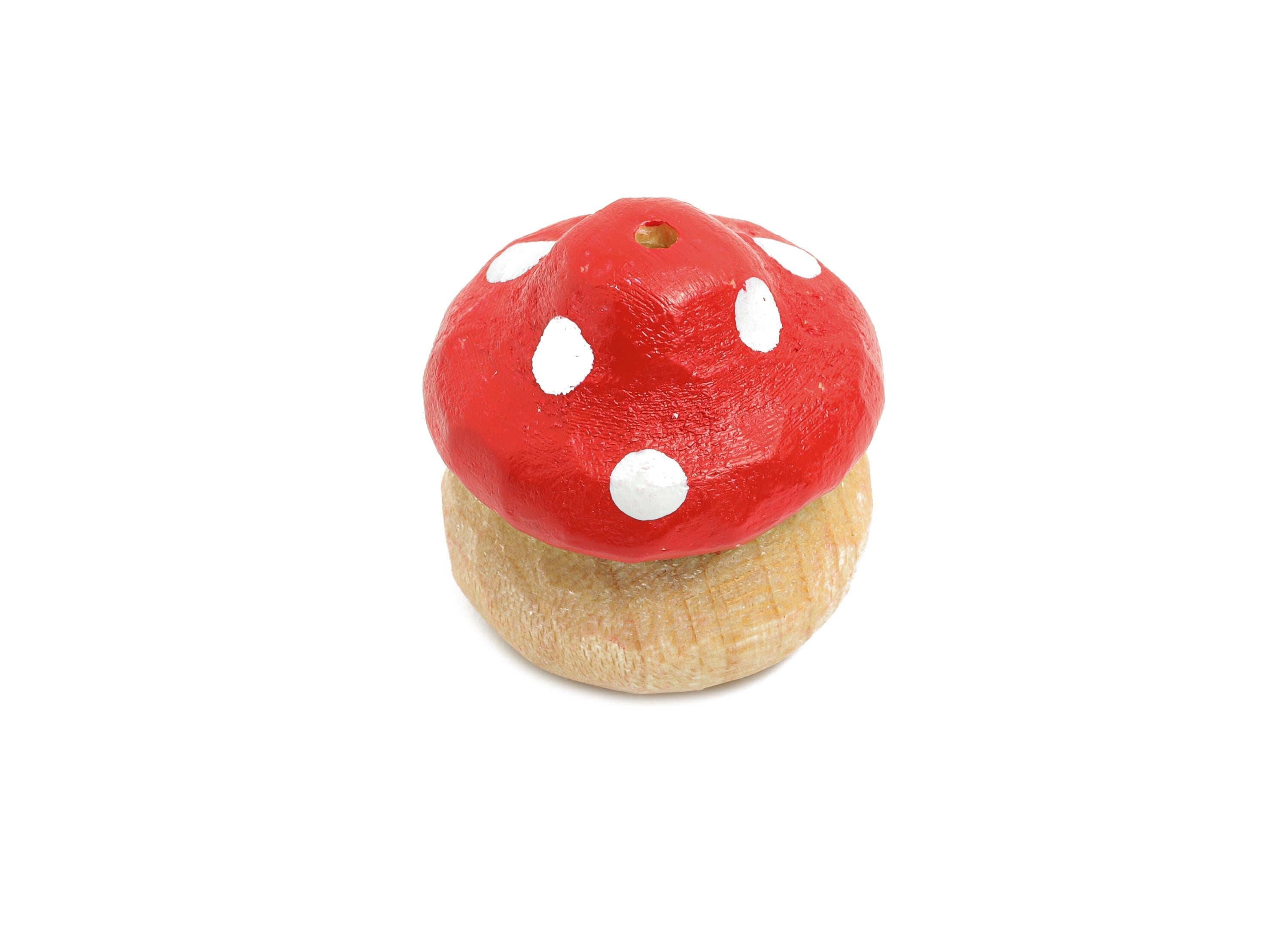 Linder Wood Mushroom Charm - Handcrafted Mushroom Beads - DIY Jewelry Wood Mushroom Supplies - Artisan Mushroom Bead - 23x21x20mm - BB1337 - DOMEDBAZAAR