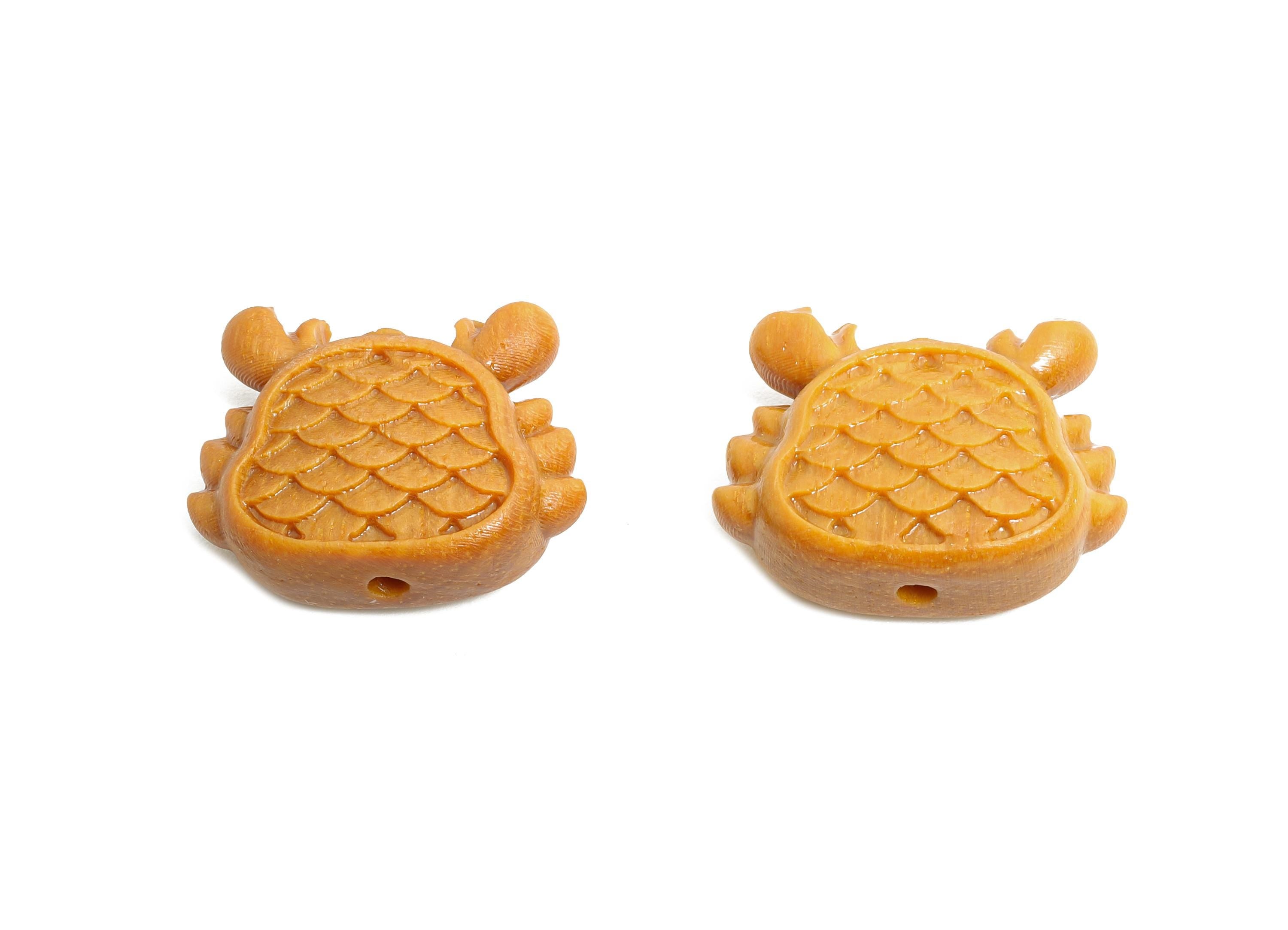 Sandal Wood Crab Beads - Handcrafted Textured Crab Beads - DIY Jewelry Wood Supplies For Bracelet - Artisan Wood Bead - 16.7x21x8mm - BB1328 - DOMEDBAZAAR