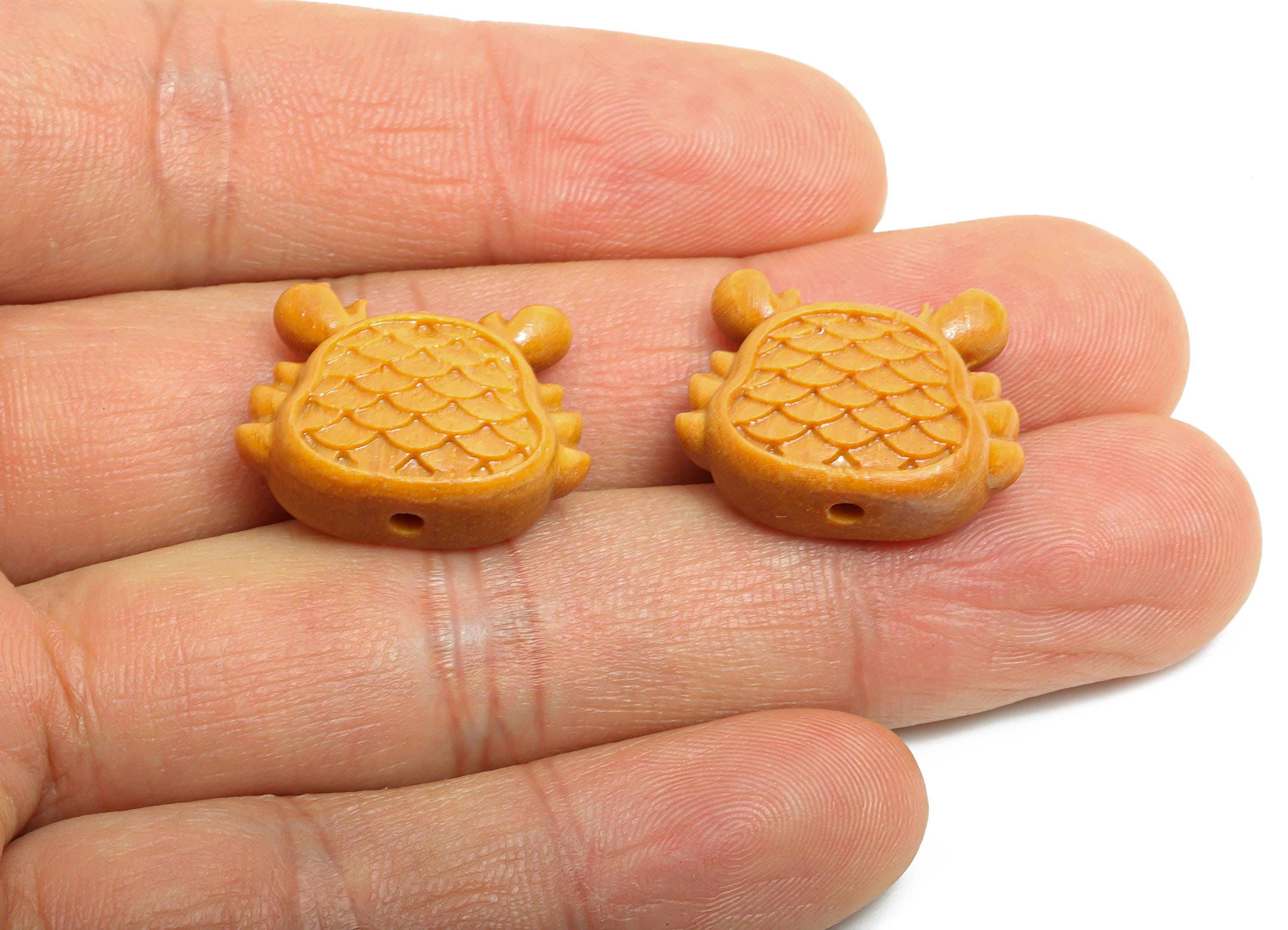 Sandal Wood Crab Beads - Handcrafted Textured Crab Beads - DIY Jewelry Wood Supplies For Bracelet - Artisan Wood Bead - 16.7x21x8mm - BB1328 - DOMEDBAZAAR