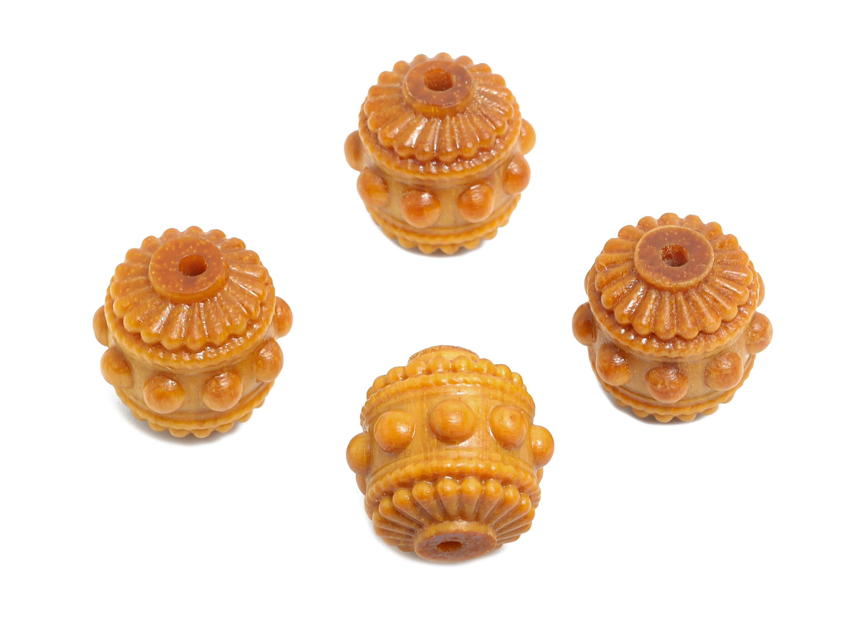 Sandal Wood Round Bead - Handcrafted Space Bead - Jewelry Rustic Wooden Spacers - Handmade Wooden Beads for Bracelet - 12x12x12mm - BB1329 - DOMEDBAZAAR