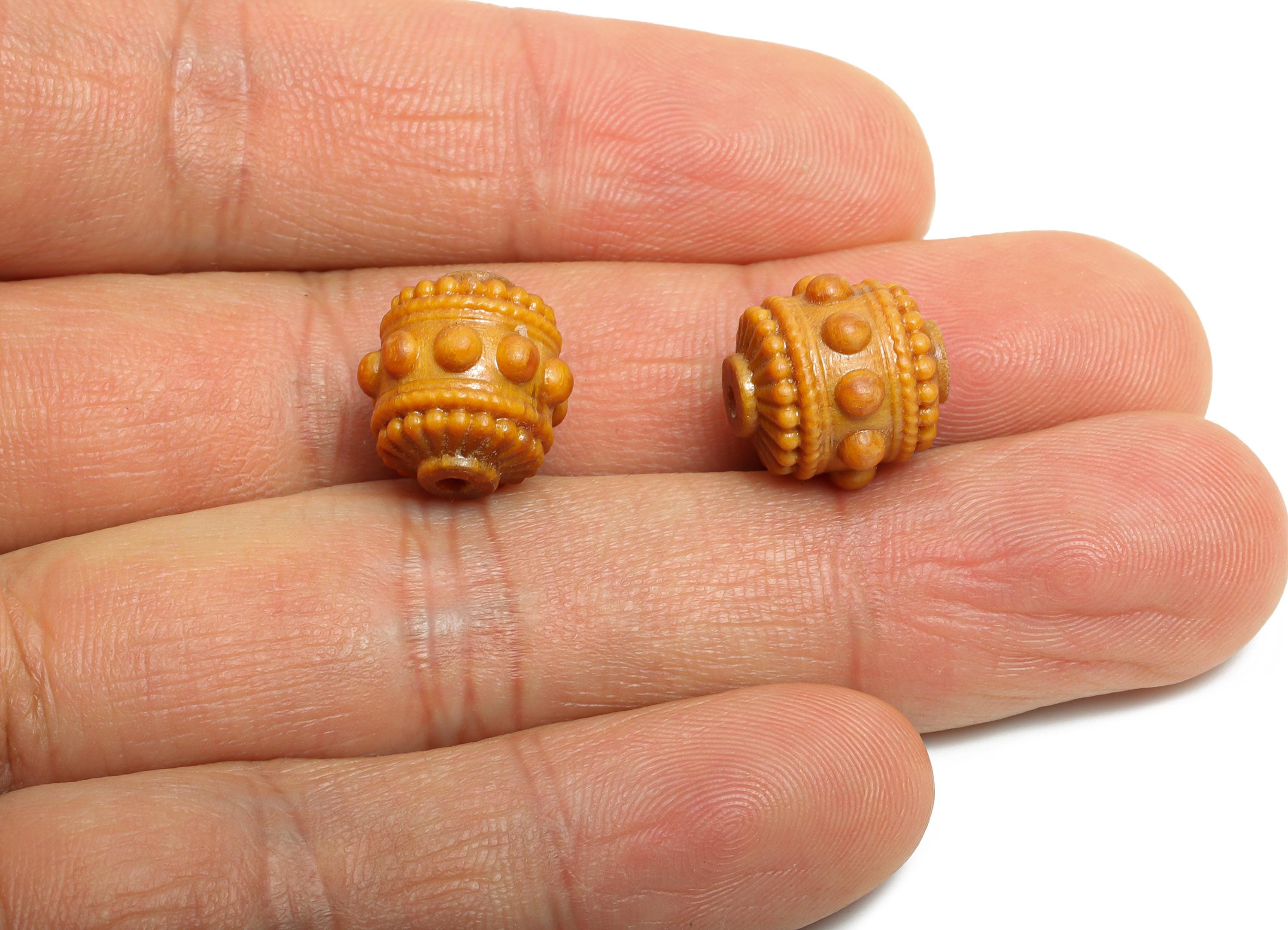 Sandal Wood Round Bead - Handcrafted Space Bead - Jewelry Rustic Wooden Spacers - Handmade Wooden Beads for Bracelet - 12x12x12mm - BB1329 - DOMEDBAZAAR
