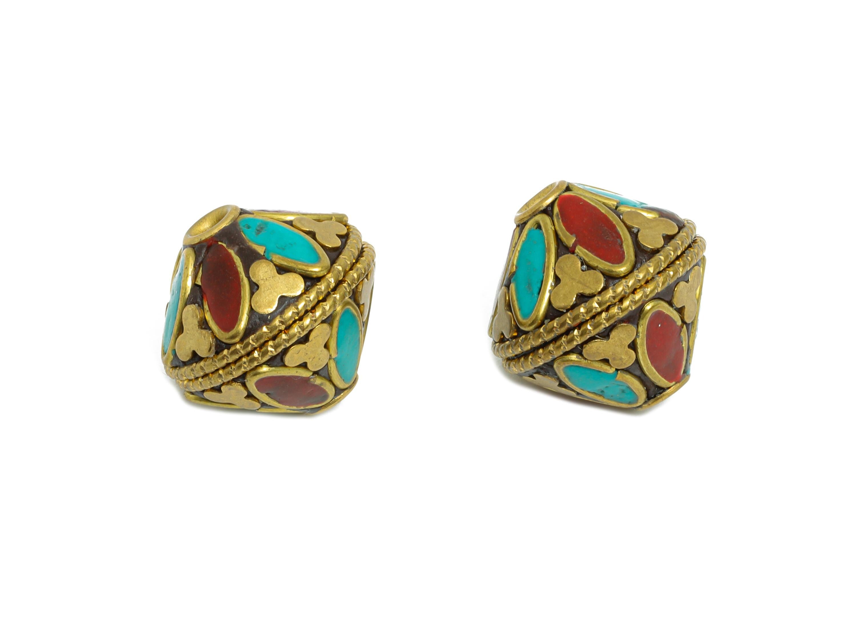 Bohemian Craft Beads - Nepalese/Tibetan Space Craft Bead - Bohemian Bracelet Bead - Vintage Artisan Handcrafted - 15x15x15.03mm - RGP9878 - DOMEDBAZAAR