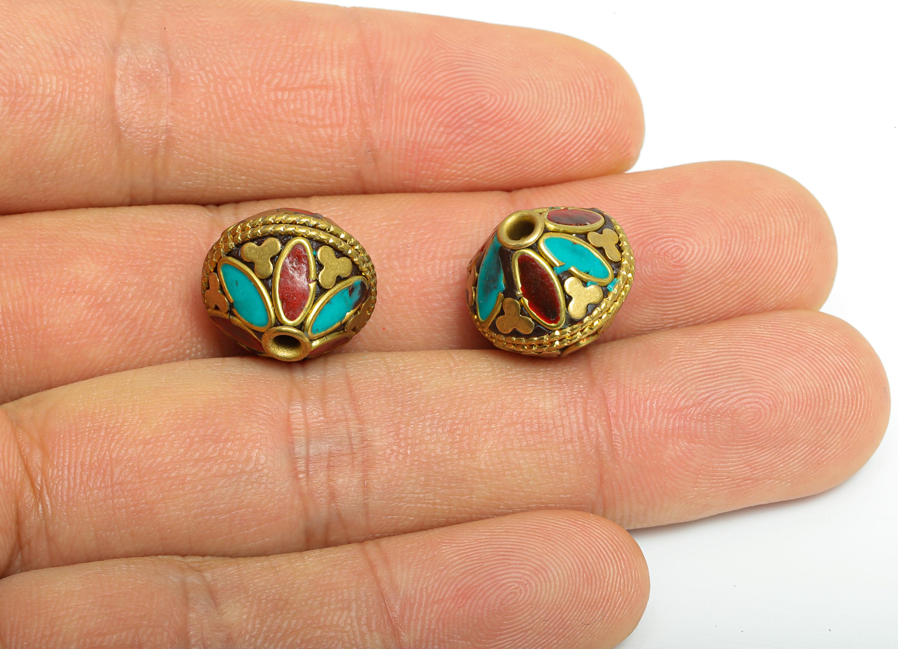 Bohemian Craft Beads - Nepalese/Tibetan Space Craft Bead - Bohemian Bracelet Bead - Vintage Artisan Handcrafted - 15x15x15.03mm - RGP9878 - DOMEDBAZAAR