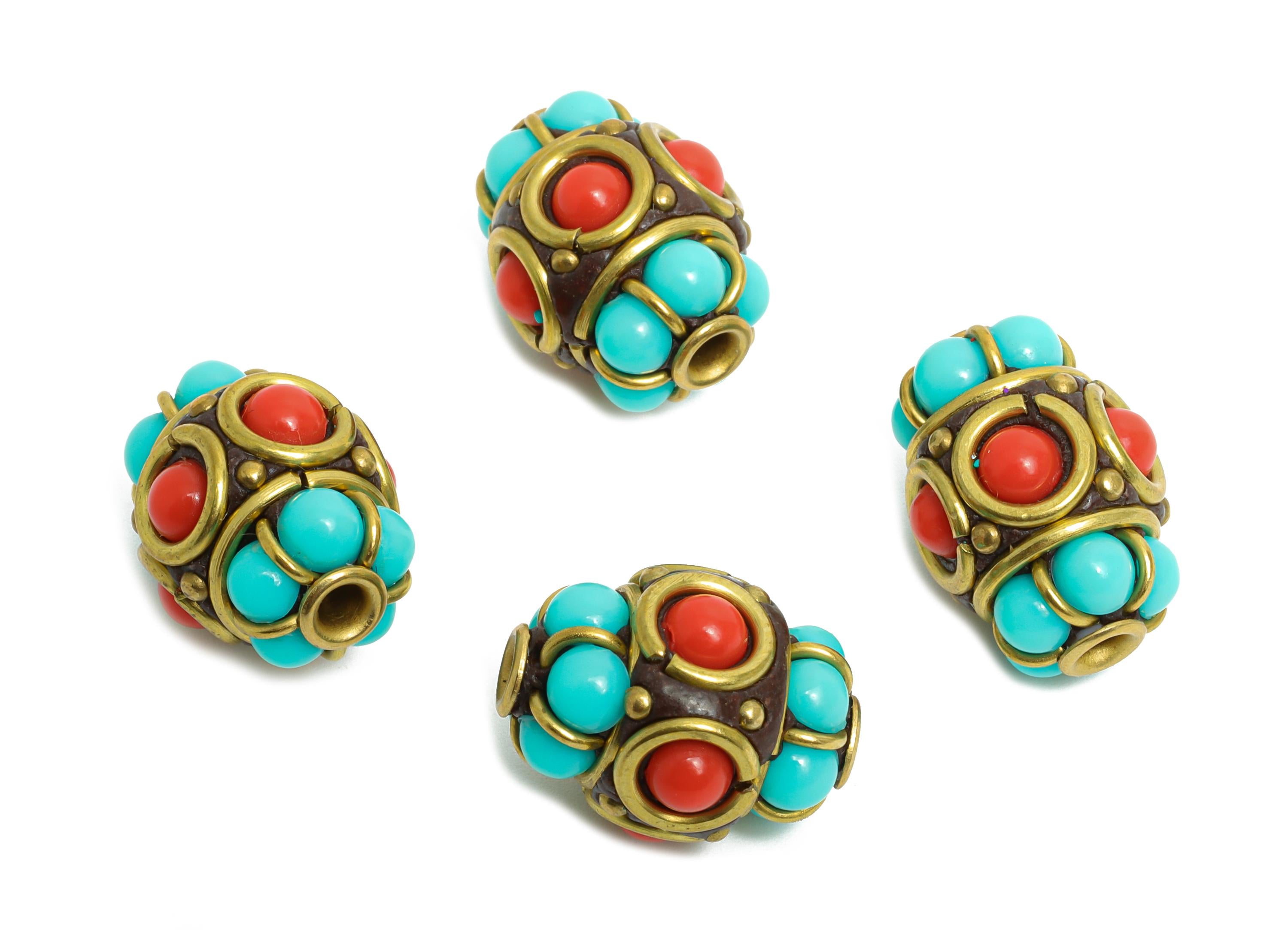 Bohemian Exotic Craft Beads - Nepalese/Tibetan Space Craft Bead - Traditional Craft Beads - Bracelet Bead - 15x12.53x12mm - RGP9883 - DOMEDBAZAAR