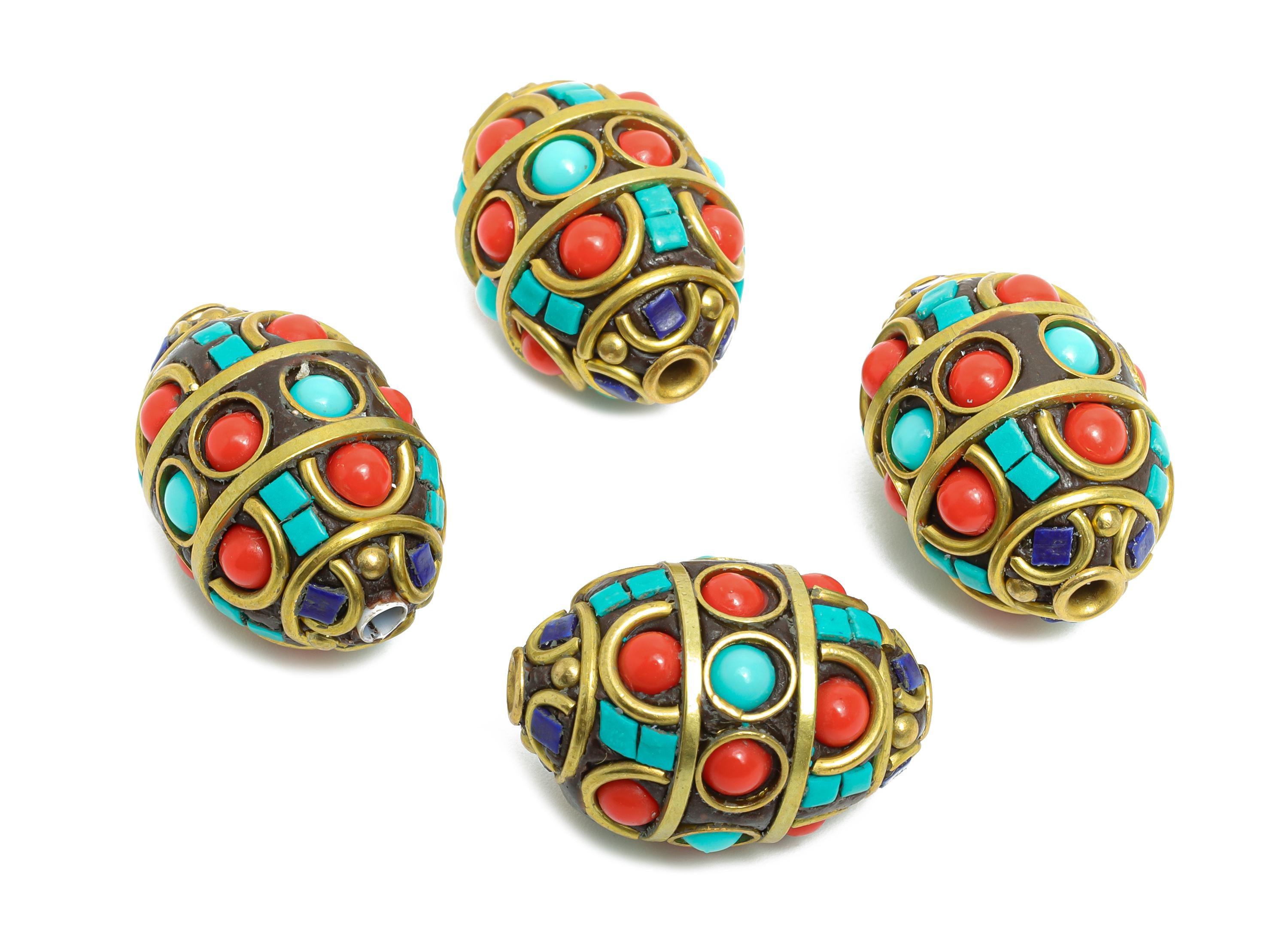 Bohemian Craft Beads - Nepalese/Tibetan Space Craft Bead - Bracelet Bead - Vintage Artisan Handcrafted - 23x15x15.35mm - RGP9868 - DOMEDBAZAAR