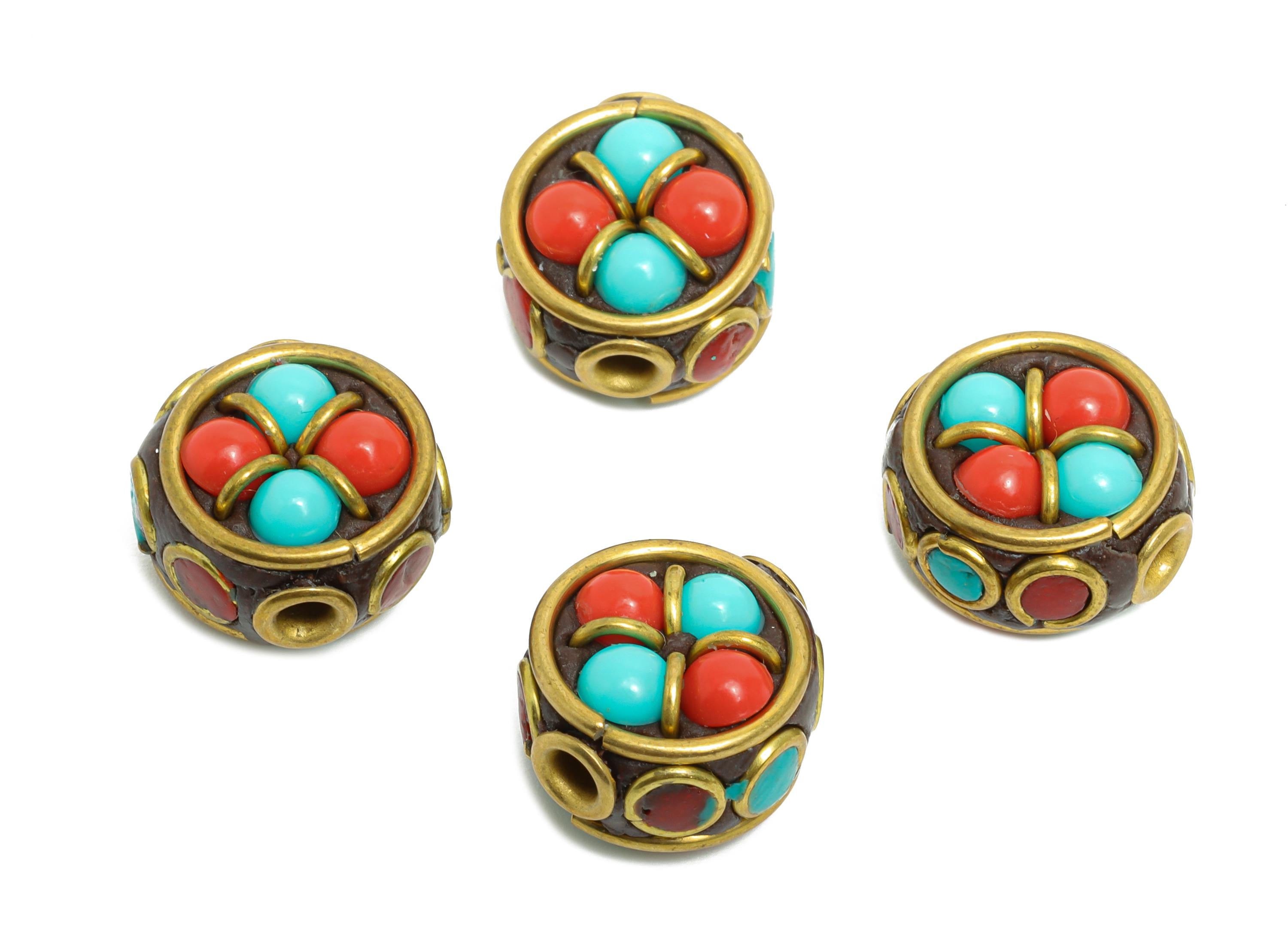 Bohemian Craft Bead - Nepalese/Tibetan Space Craft Bead - Brass Bracelet Bead - Vintage Artisan For Bracelet - 13x13x8mm - RGP9876 - DOMEDBAZAAR