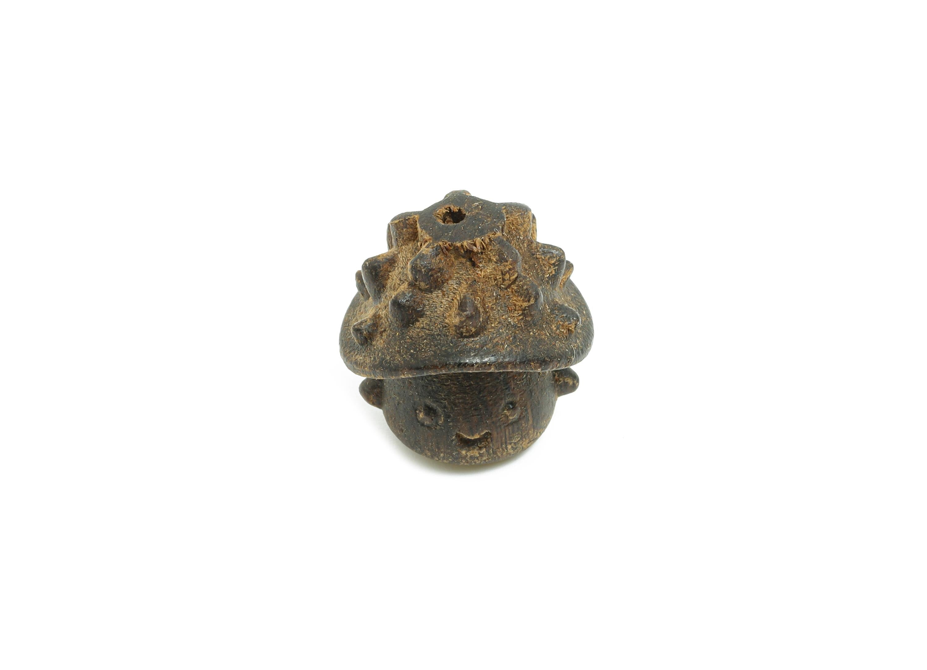 Carved Wooden Acorn Bead - Black Wood Acorn Charm - Handcrafted Acorn Wooden Bead - Handmade Wooden Beads for Bracelet - 15x15x16mm - BB1321 - DOMEDBAZAAR