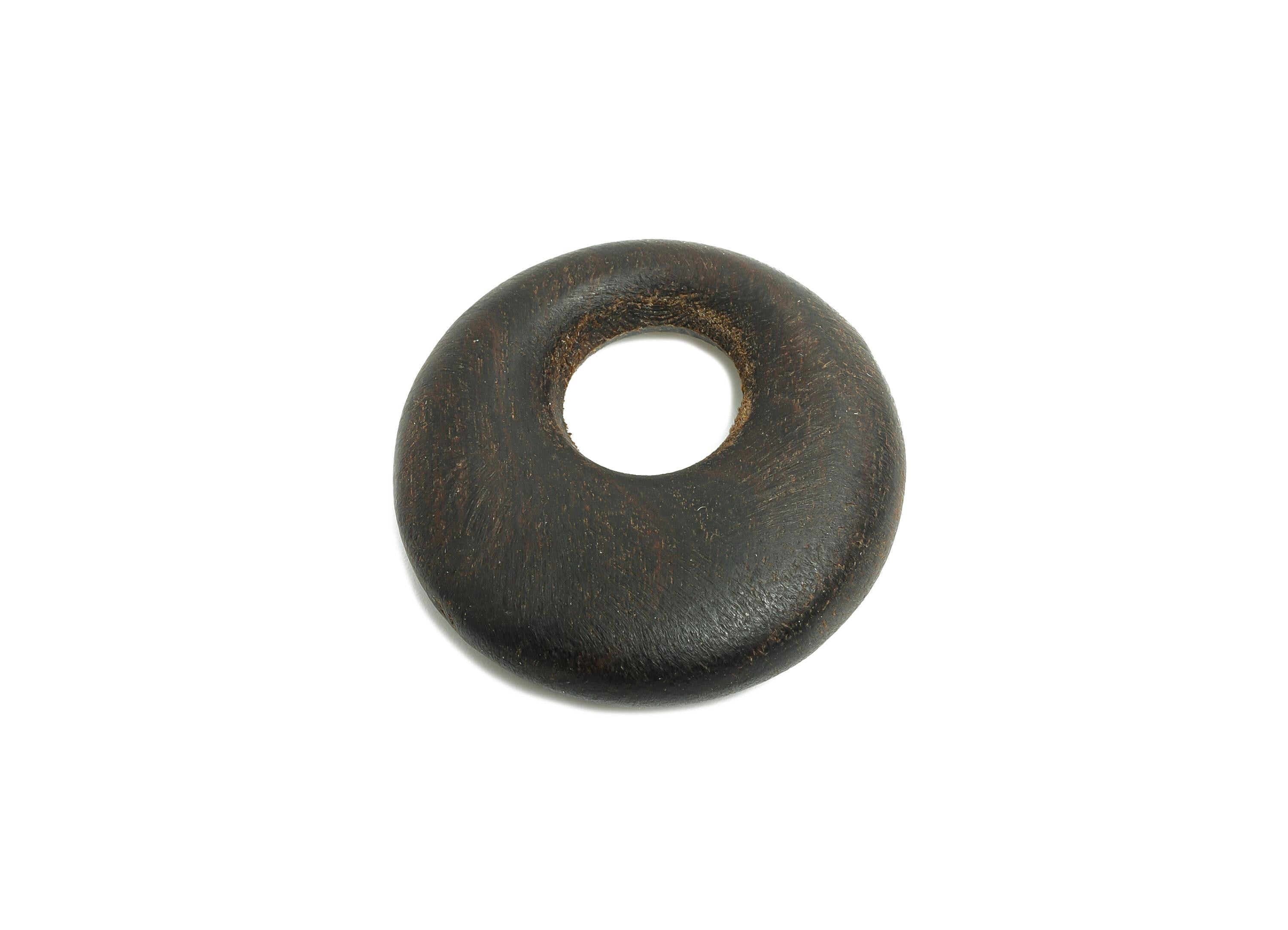Black Wooden Donut Charm - Handcrafted Wood Geometry Charm - Minimalist Wooden Hoop Charm - Handmade Wooden for Crafting - 30x28x8mm -BB1315 - DOMEDBAZAAR