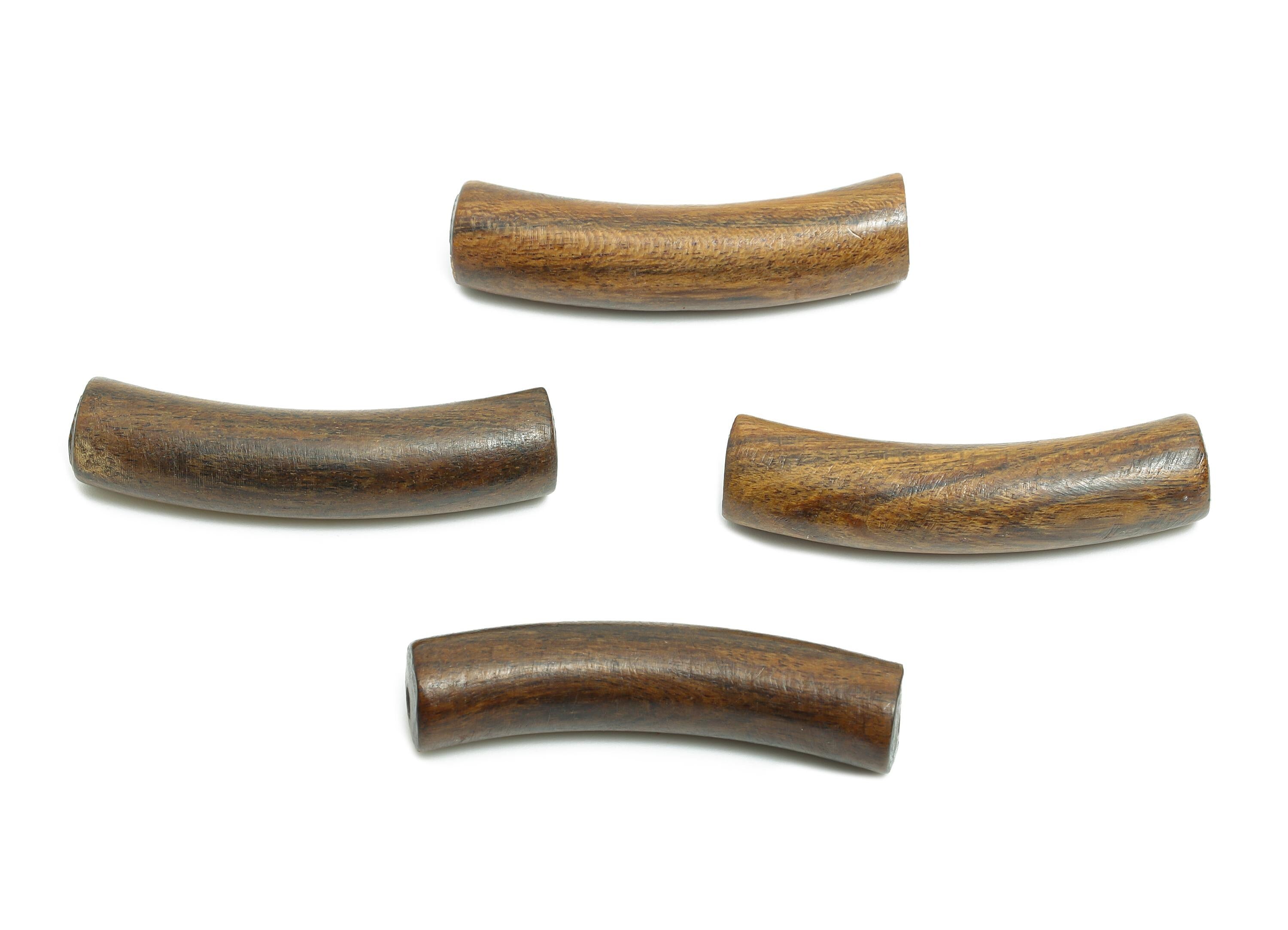 Natural Wooden Tube Bead - Black Wood Handcrafted Cylindrical Wooden Bead - Smooth Artisan Crafted Long Wooden Beads - 34x9x7.63mm - BB1325 - DOMEDBAZAAR