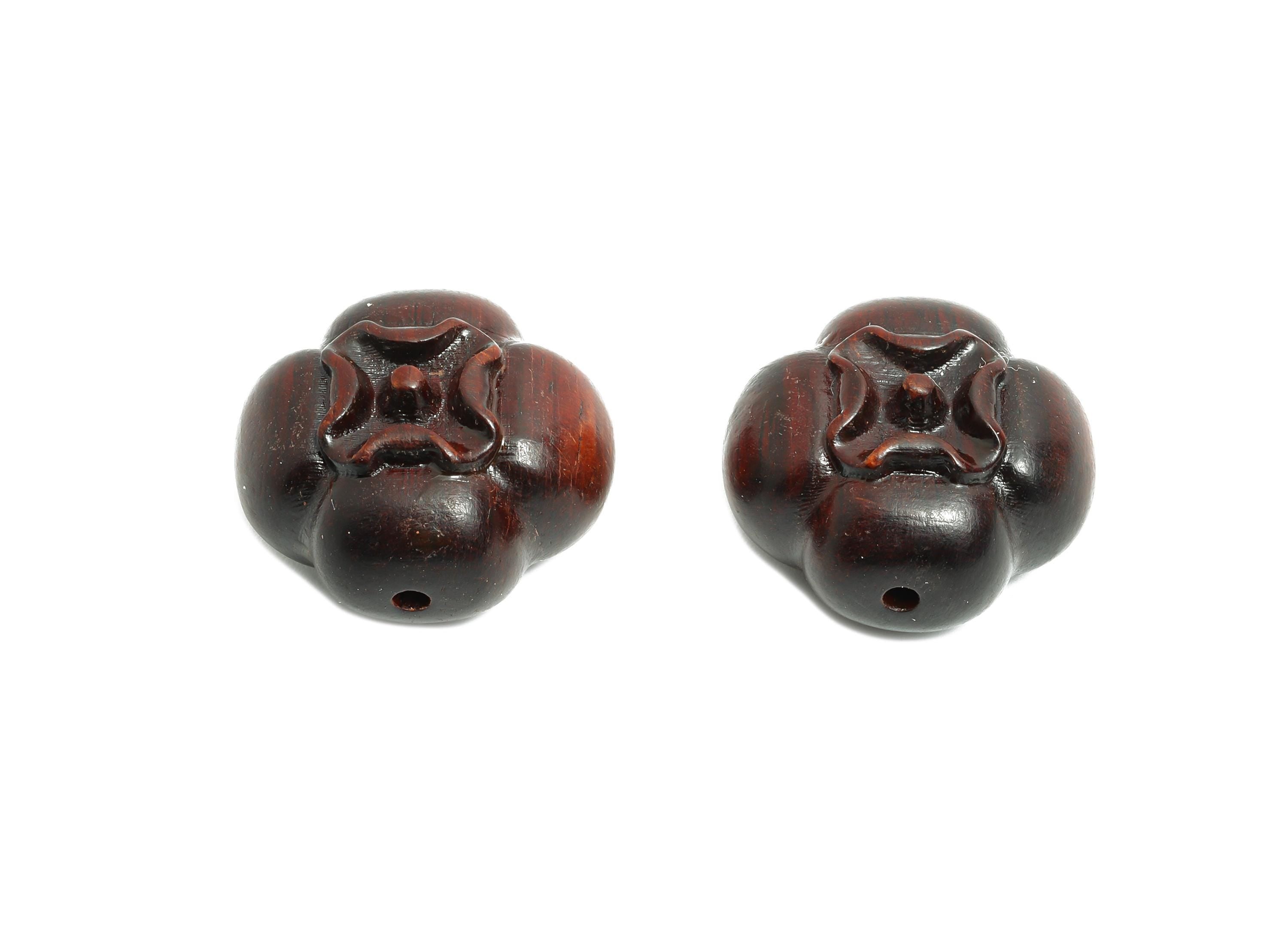 Rose Wood Persimmon Bead - Handcrafted Fruit Bead - DIY Jewelry Natural Wood Supplies For Bracelet - Artisan Wood - 19x19x13mm - BB1332 - DOMEDBAZAAR