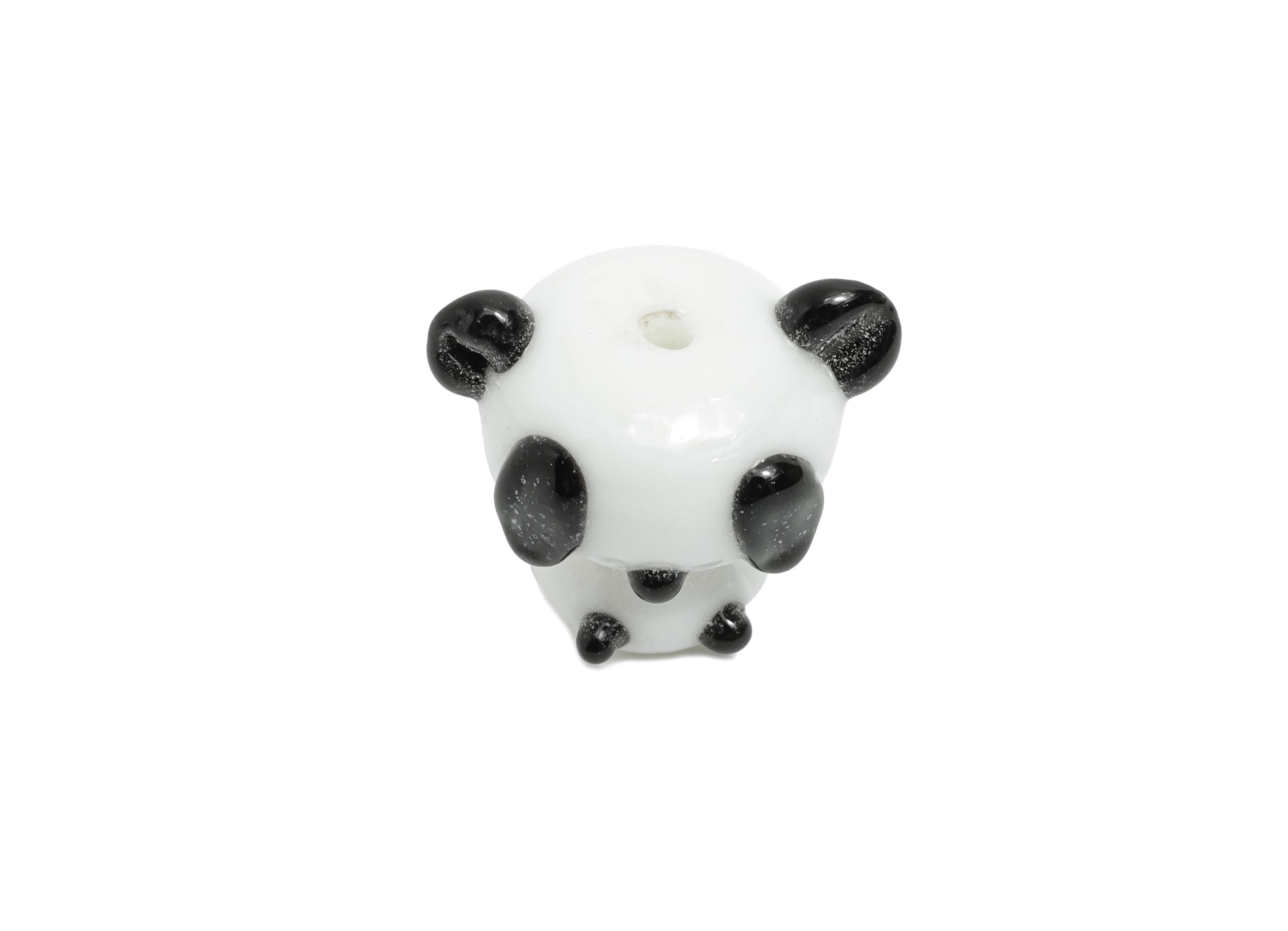 Handmade Glass Panda Bead - Enamel Animal Bracelet Bead - Modern Glass Bead for Necklace - Jewelry Making Bead - 15.03x17.97x13.77mm -GS1334 - DOMEDBAZAAR