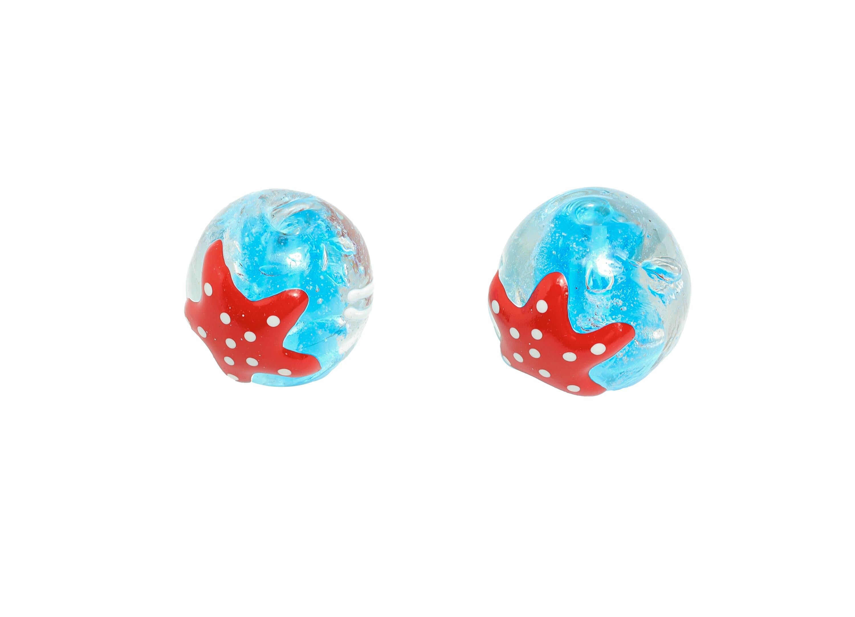 Handmade Glass Starfish Bead - Enamel Jellyfish Marine Bracelet Bead - Round Glass Bead for Necklace - Jewelry DIY - 14x14x13.94mm - GS1333 - DOMEDBAZAAR