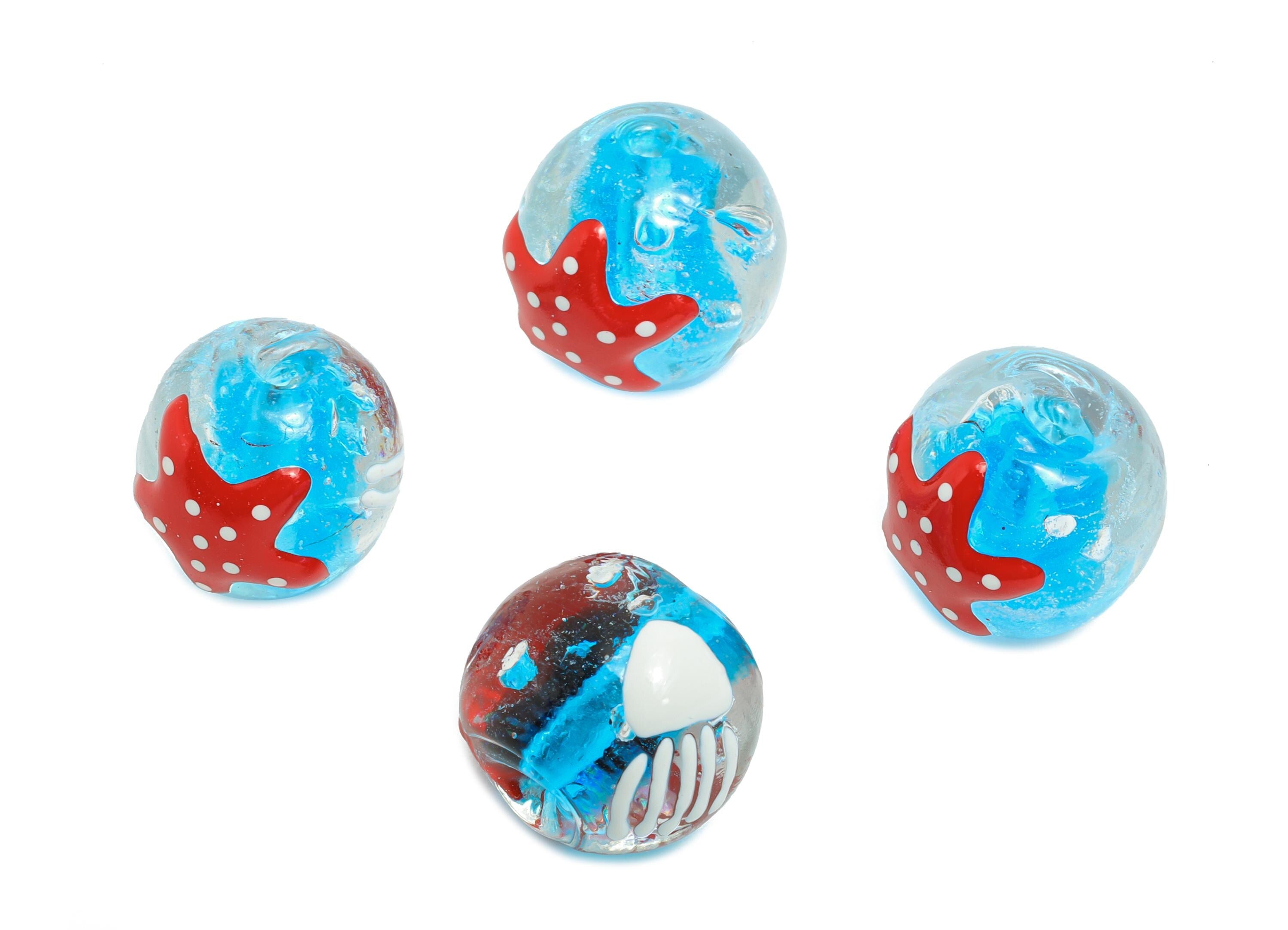 Handmade Glass Starfish Bead - Enamel Jellyfish Marine Bracelet Bead - Round Glass Bead for Necklace - Jewelry DIY - 14x14x13.94mm - GS1333 - DOMEDBAZAAR