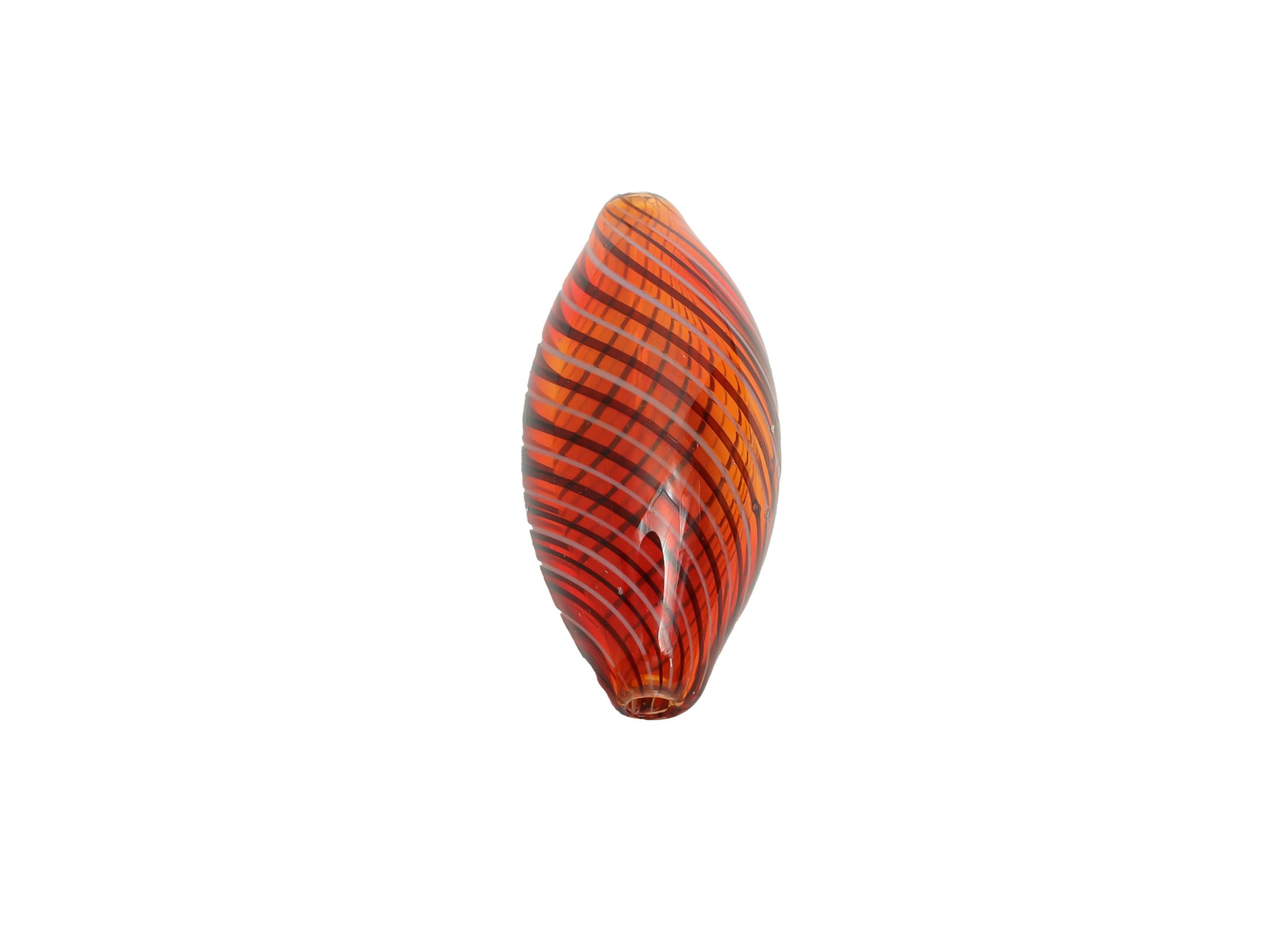 Swirled Glass Teardrop Bead - Enamel Handcrafted Lampwork Glass Charm - Handcrafted Glass Pendant with Black Lines - 24x11x11.37mm - GS1352 - DOMEDBAZAAR