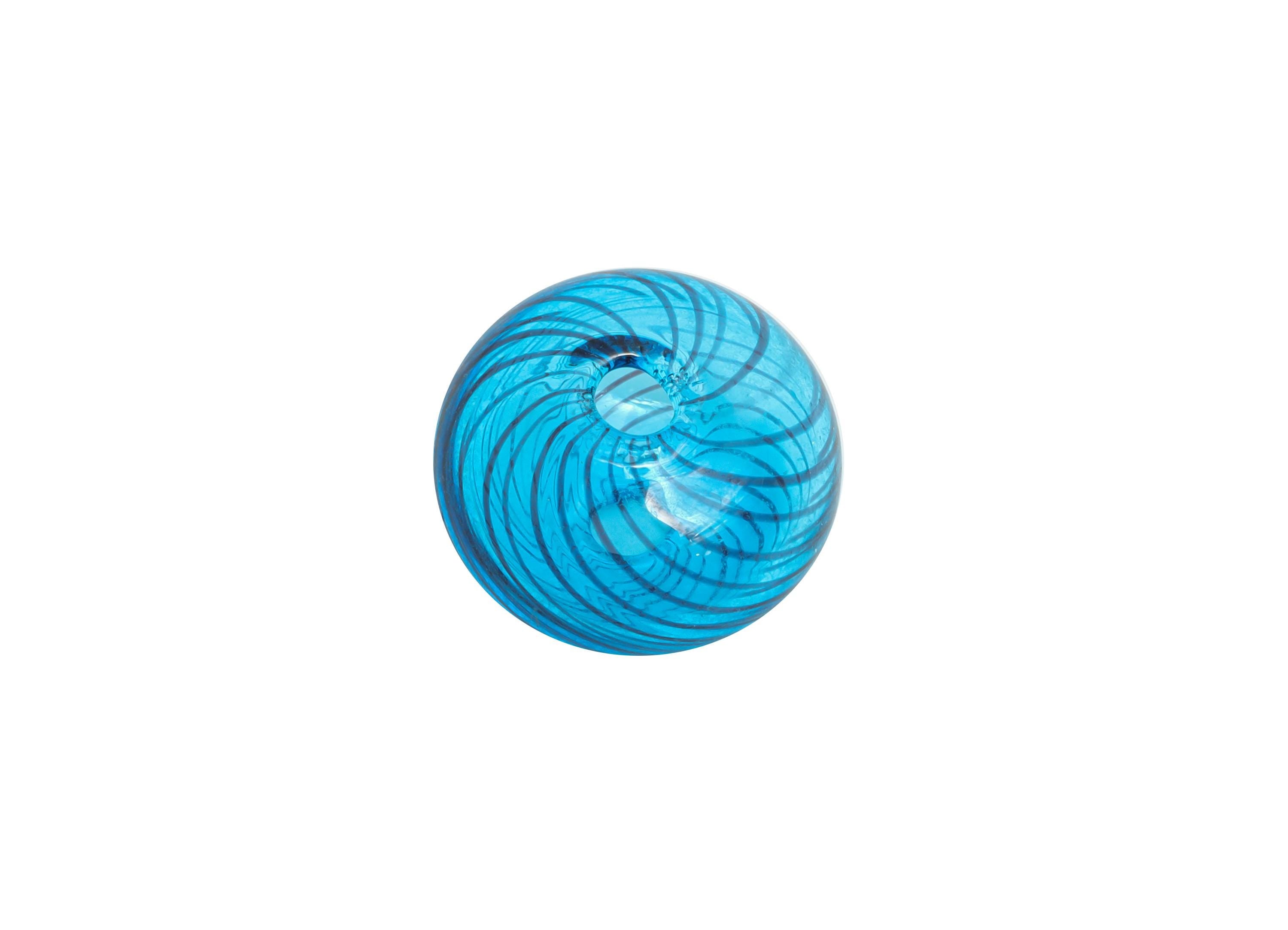 Candy Swirl Glass Beads - Enamel Blue Peppermint Twist Lampwork Bead - Handmade Blue Striped Donut Glass Beads - 17x17x12.83mm - GS1348 - DOMEDBAZAAR