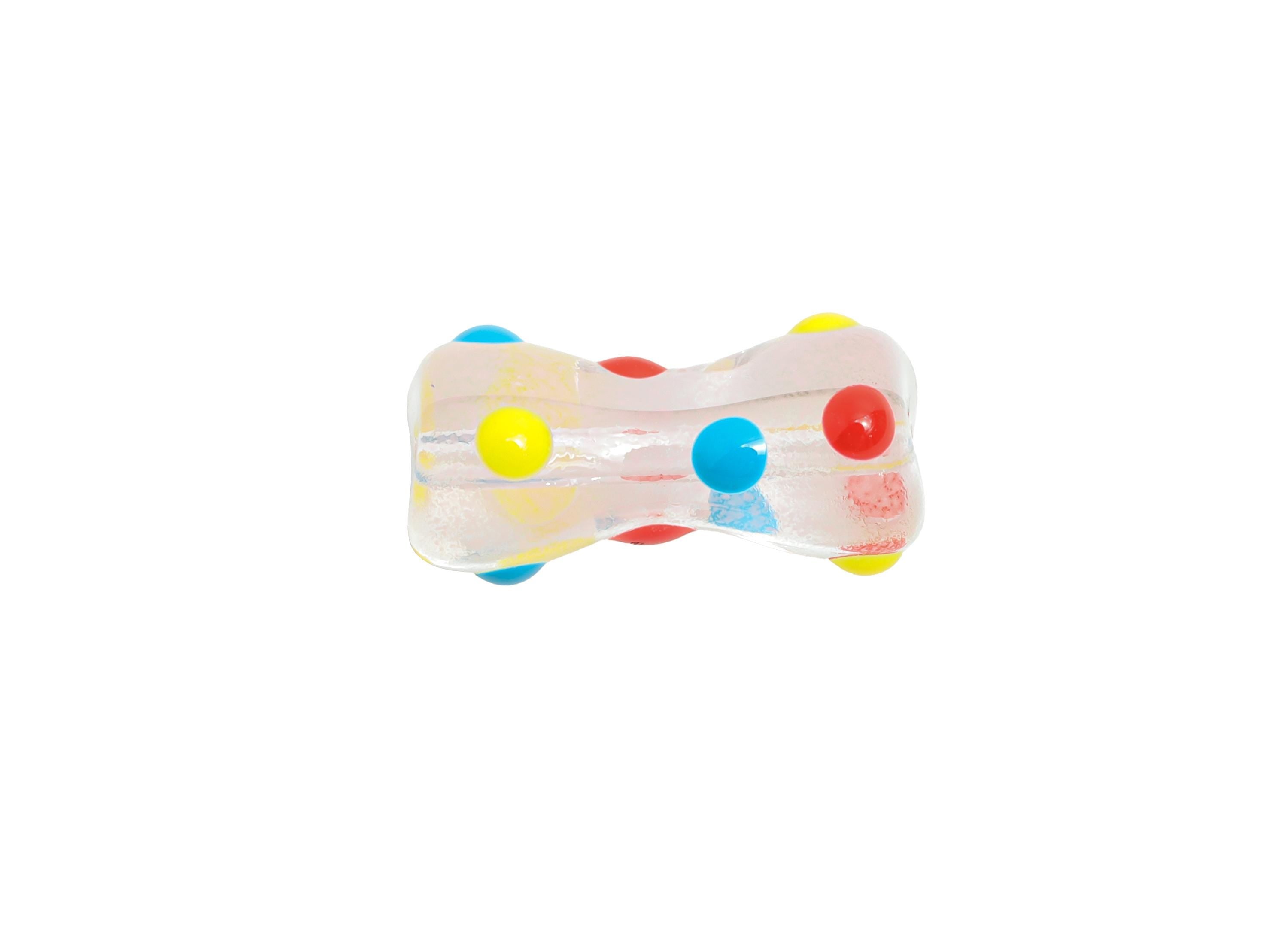 Handmade Glass Bone Bead - Enamel Rainbow Dot Bracelet Bead - Unique Glass Bead for Necklace - Jewelry Making - 17.69x9.15x8.52mm - GS1341E - DOMEDBAZAAR