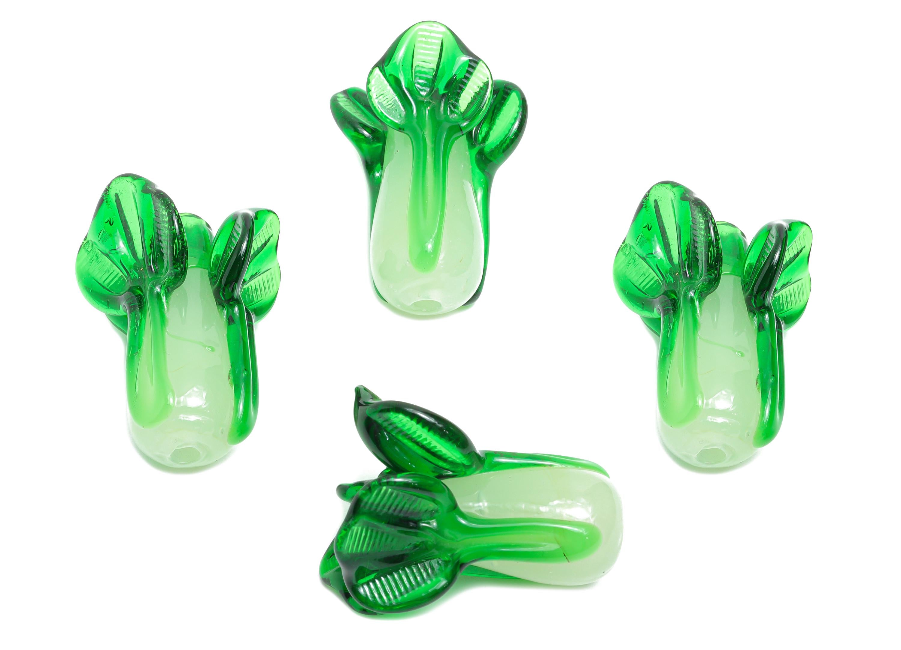 Handmade Glass Vegetable Bead - Enamel Lettuce Bead - Botanical Glass Bead for Necklace - Jewelry Component - 38.48x23.48x24.35mm - GS1335 - DOMEDBAZAAR