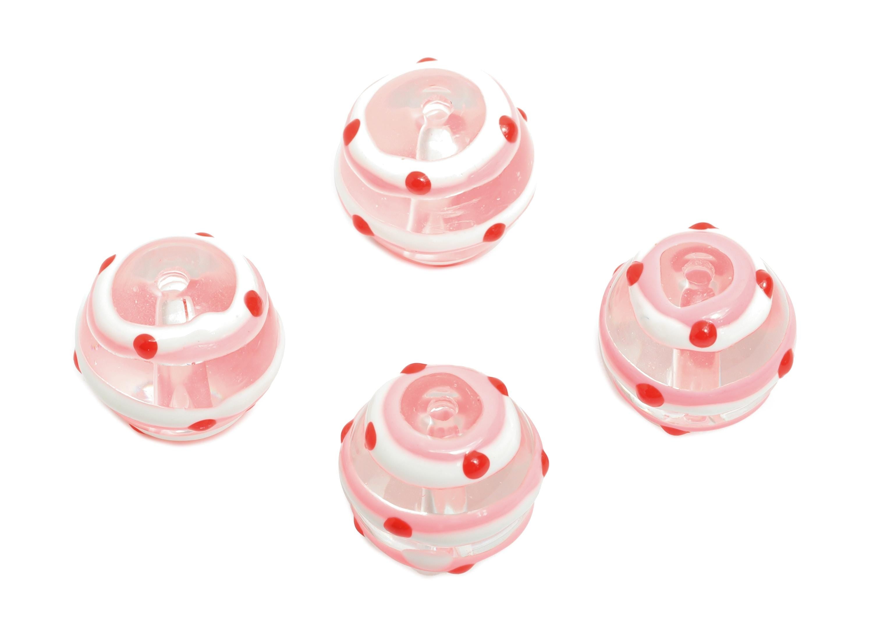 Handmade Glass Candy Bead - Enamel Colorful Dots Bead - Transparent Glass Bead for Necklace - Jewelry Component - 11.62x12.81x13mm - GS1339 - DOMEDBAZAAR