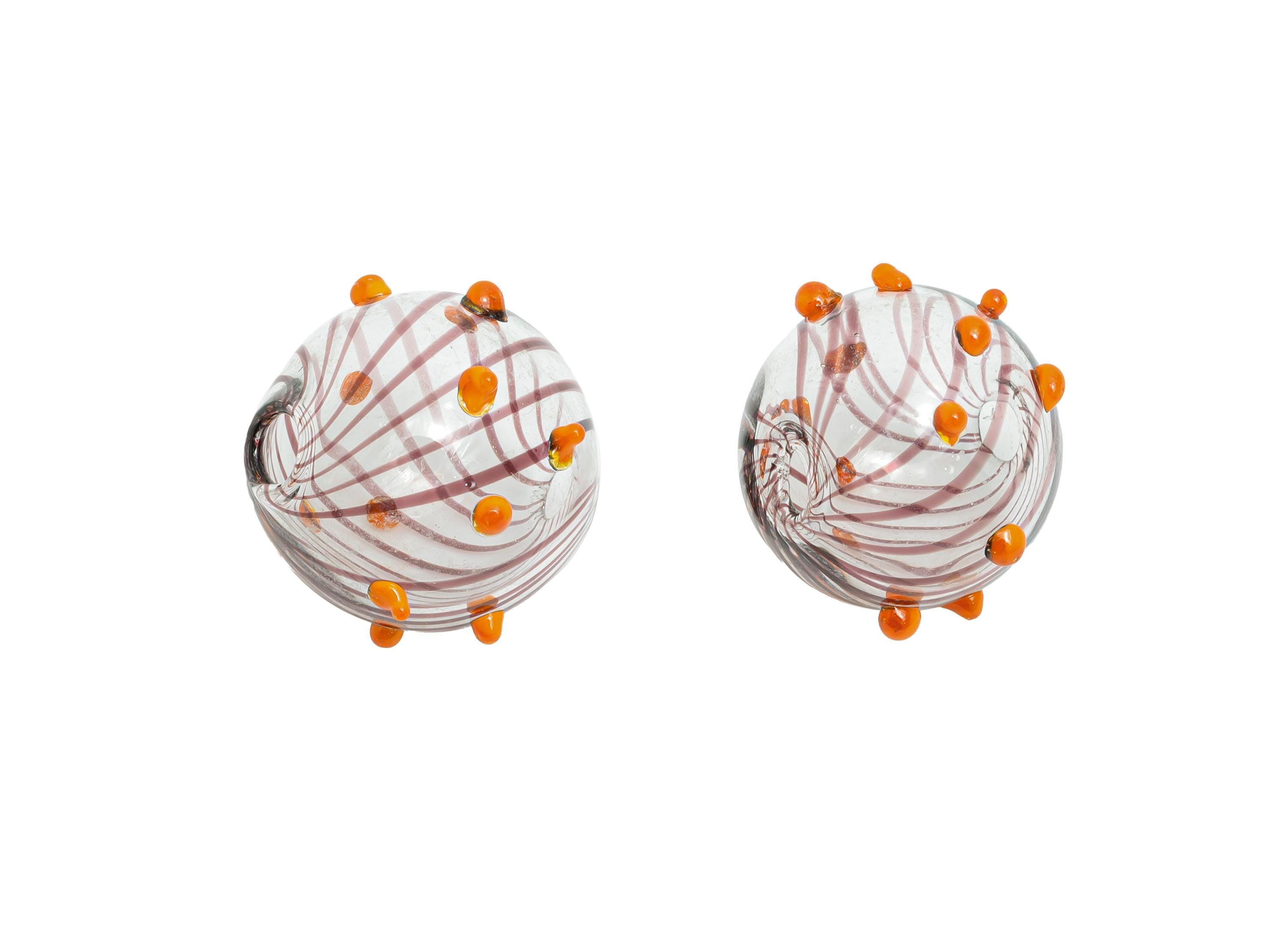 Swirled Glass Bead - Enamel Colorful Lampwork Glass Bead - Transparent Glass Artisan-crafted Glass for Jewelry - 16x16x17mm- GS1353 - DOMEDBAZAAR