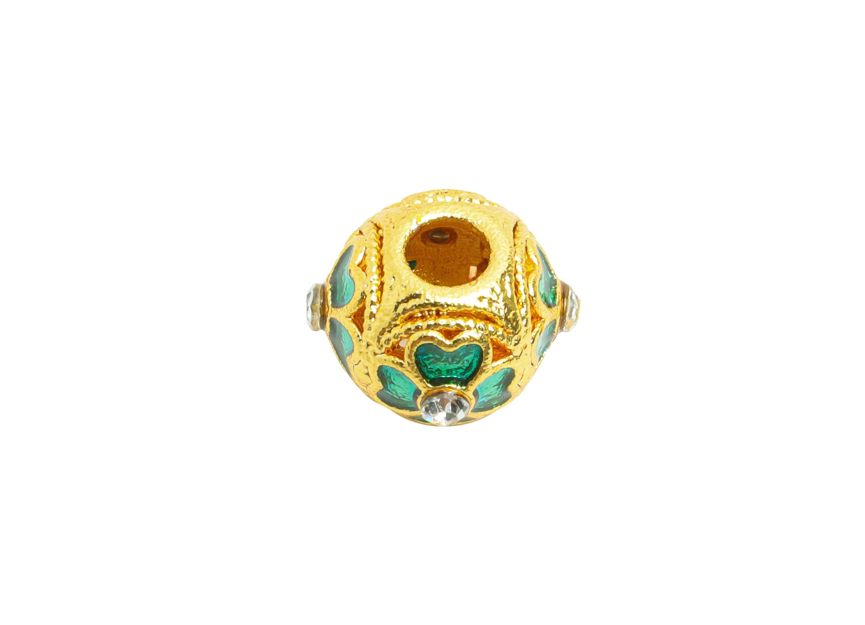 Brass Cloisonné bead - Colorful Handcrafted Bead  for Bracelets - Cubic Zircon Floral Eastern Bead - 18K Matte Gold - 8x11x11mm - RGP10719 - DOMEDBAZAAR